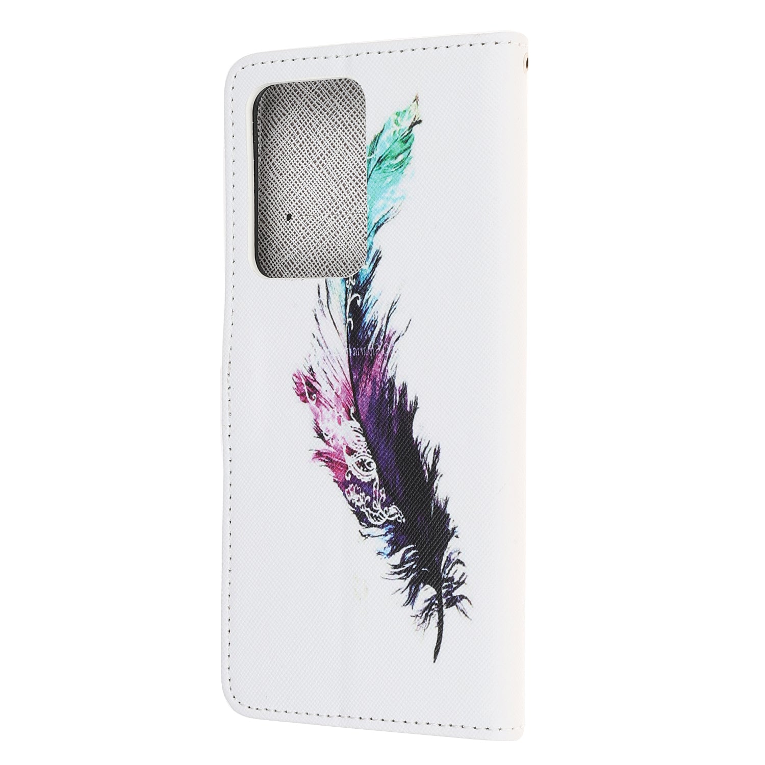 Cross Texture Pattern Printing Leather Wallet Cover with Strap for Samsung Galaxy S20 Ultra - Feather