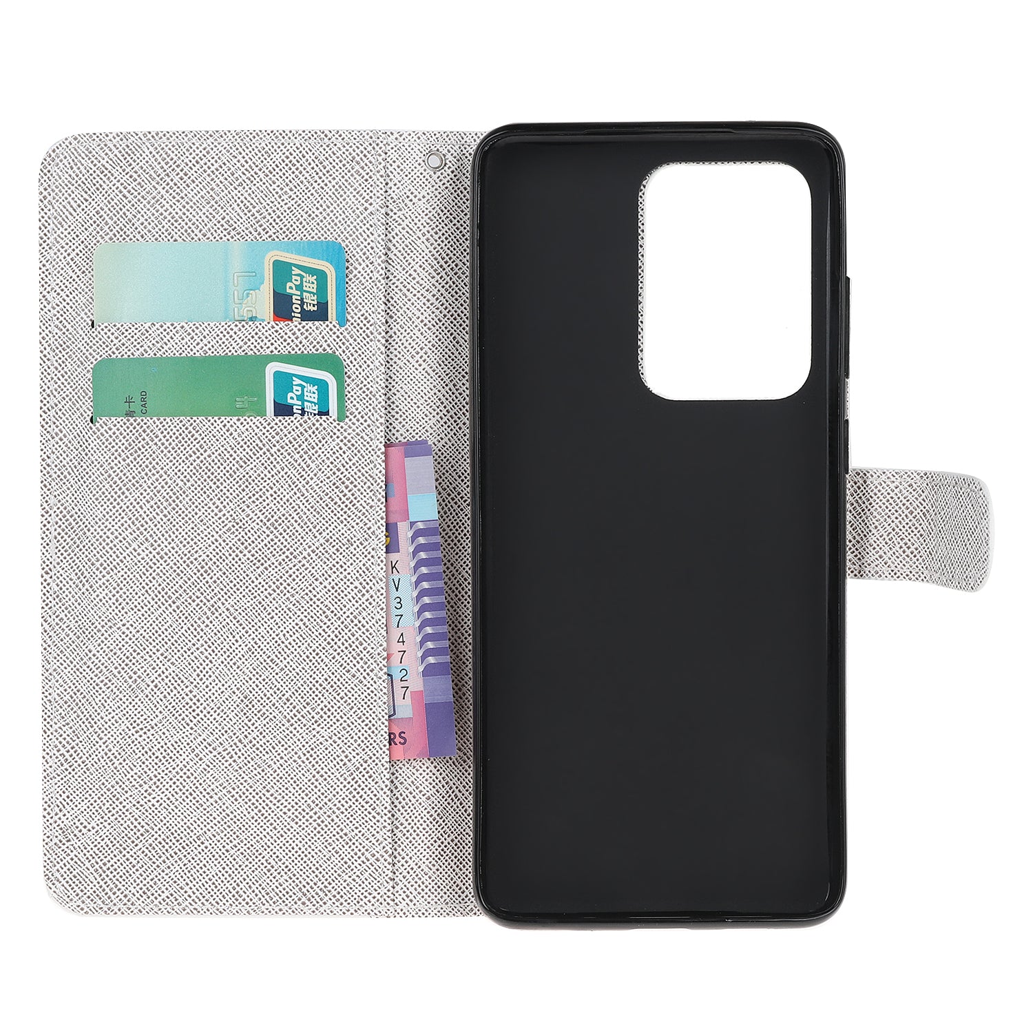 Cross Texture Pattern Printing Leather Wallet Cover with Strap for Samsung Galaxy S20 Ultra - Feather