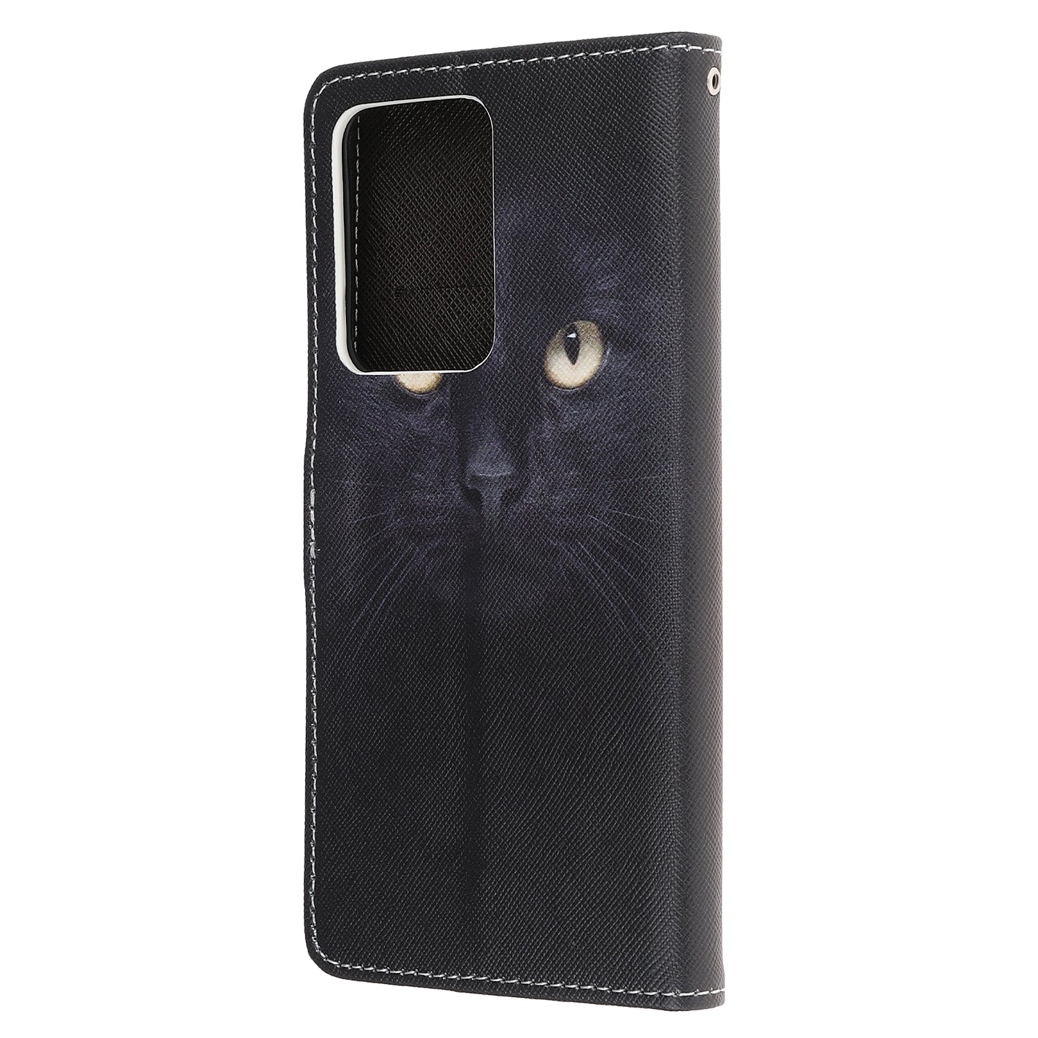 Cross Texture Pattern Printing Leather Wallet Cover with Strap for Samsung Galaxy S20 Ultra - Cat Eyes