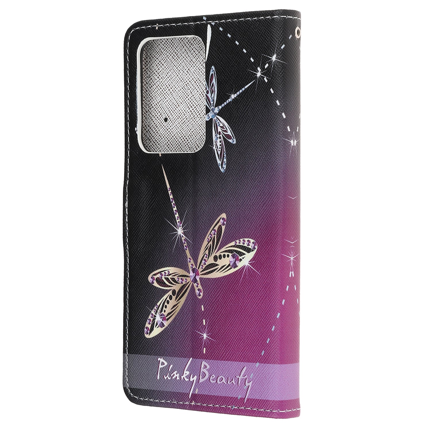 Cross Texture Pattern Printing Leather Wallet Cover with Strap for Samsung Galaxy S20 Ultra - Dragonfly