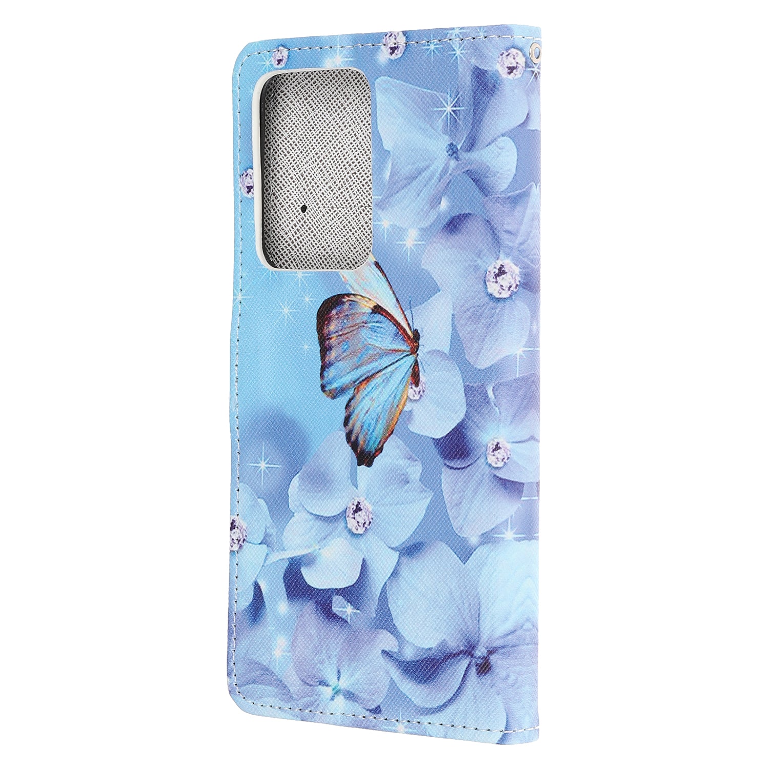 Cross Texture Pattern Printing Leather Wallet Cover with Strap for Samsung Galaxy S20 Ultra - Butterfly and Flower