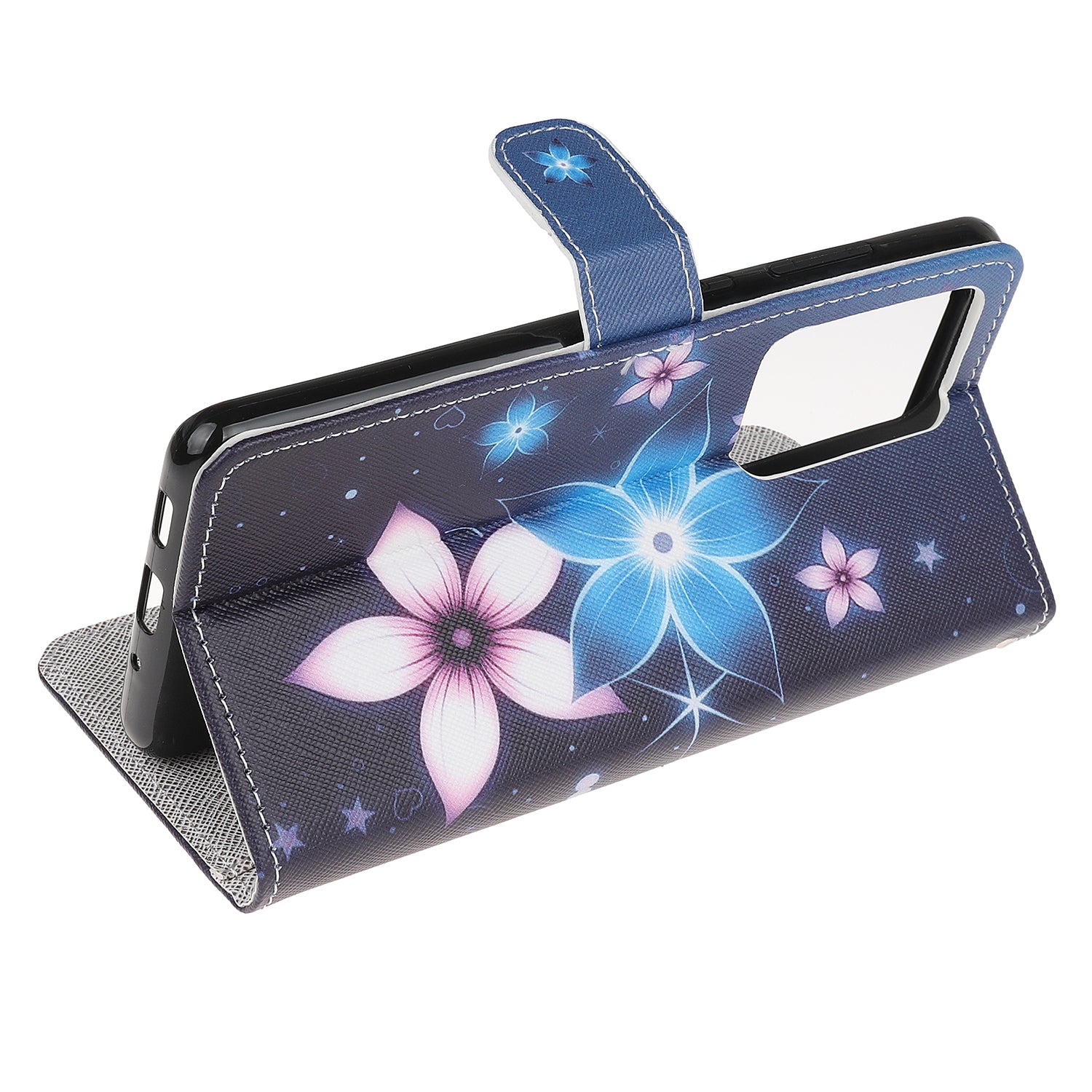 Cross Texture Pattern Printing Leather Wallet Cover with Strap for Samsung Galaxy S20 Ultra - Flower