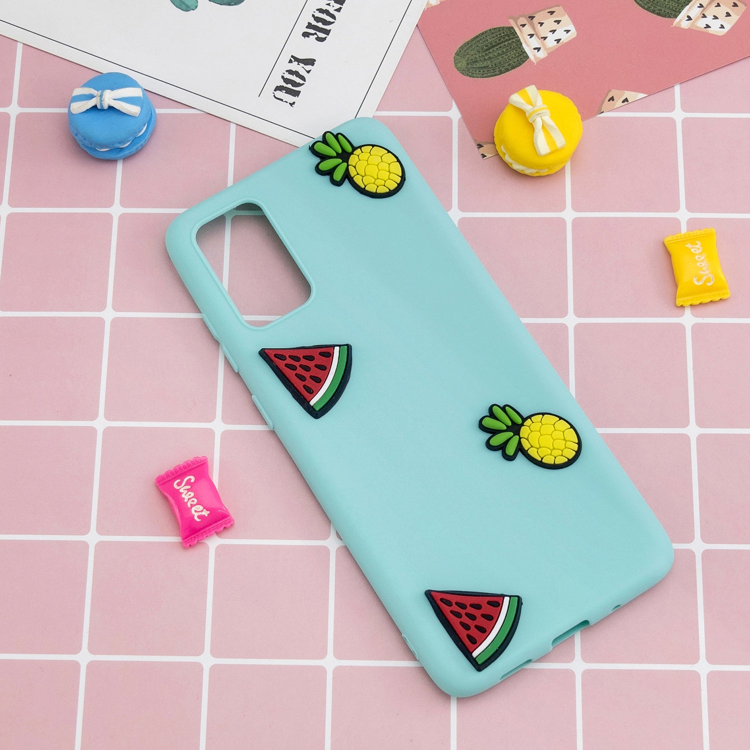 3D Cartoon Pattern Soft TPU Cell Phone Cover for Samsung Galaxy S20 4G/S20 5G - Watermelon and Pineapple