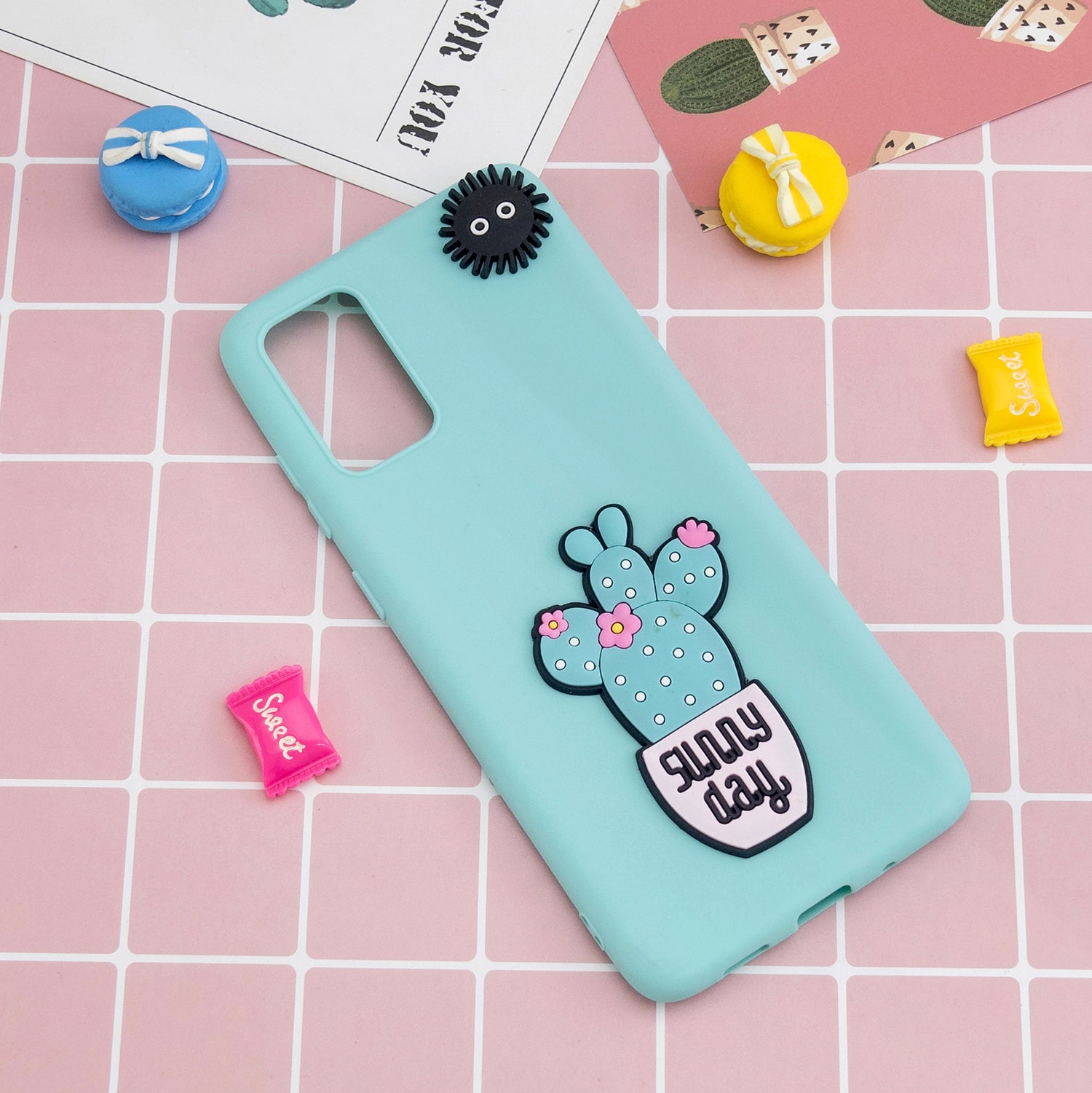 3D Cartoon Pattern Soft TPU Cell Phone Cover for Samsung Galaxy S20 4G/S20 5G - Cactus