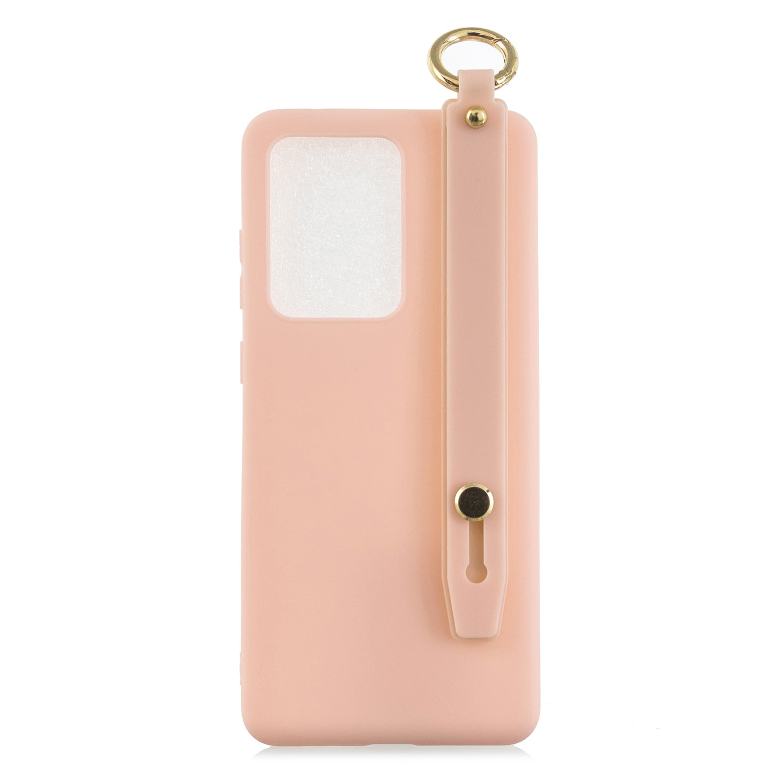 TPU Cell Phone Cover with Wrist Strap Kickstand for Samsung Galaxy S20 Ultra - Light Pink