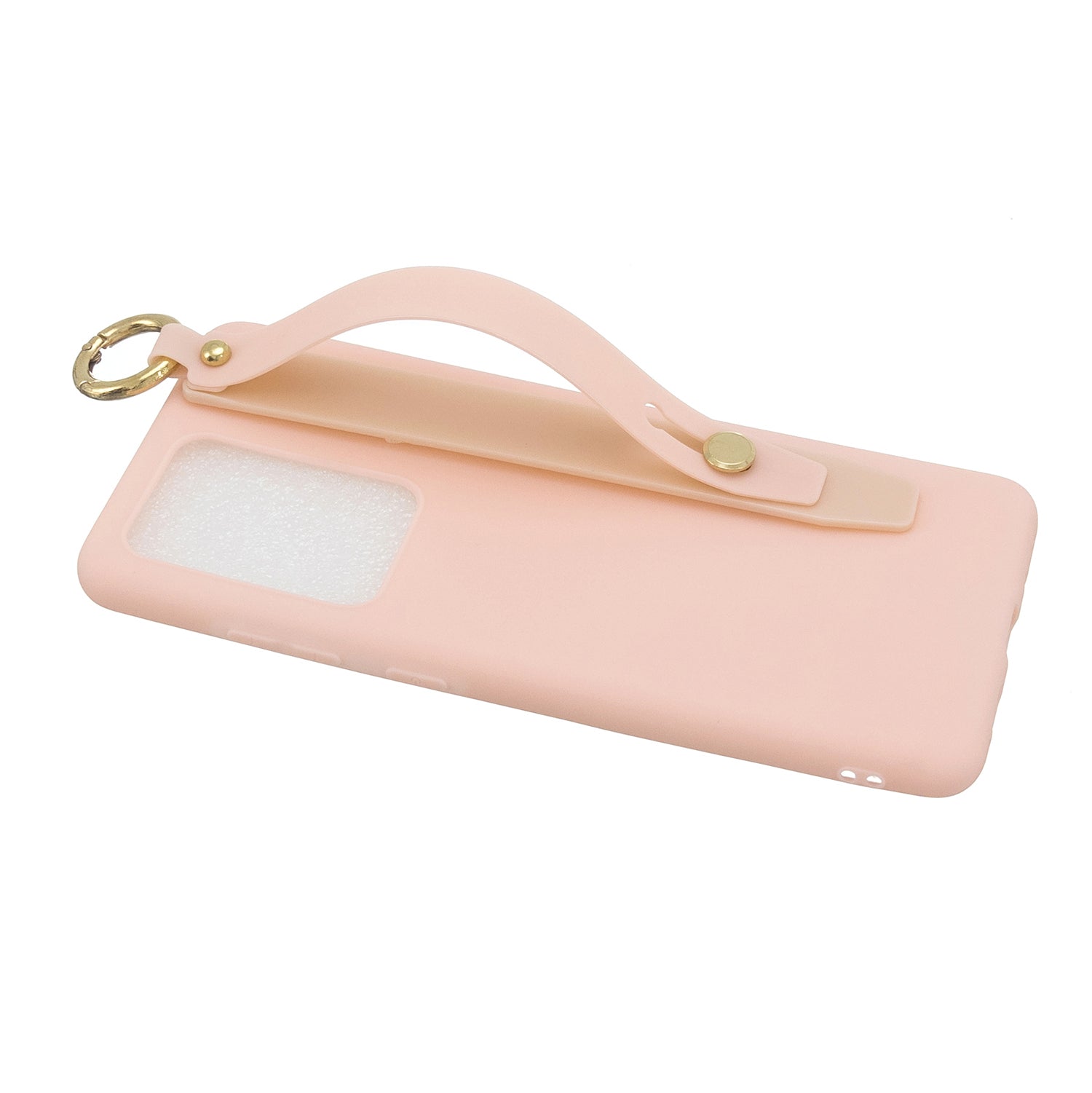 TPU Cell Phone Cover with Wrist Strap Kickstand for Samsung Galaxy S20 Ultra - Light Pink