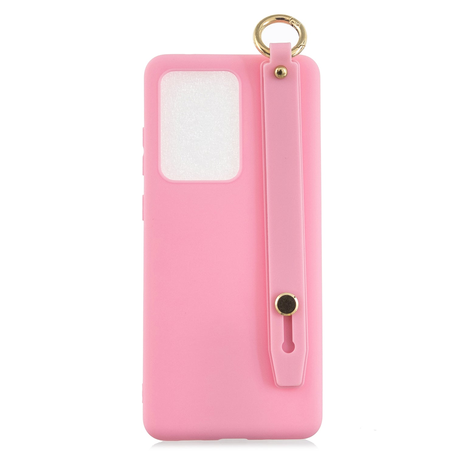 TPU Cell Phone Cover with Wrist Strap Kickstand for Samsung Galaxy S20 Ultra - Deep Pink