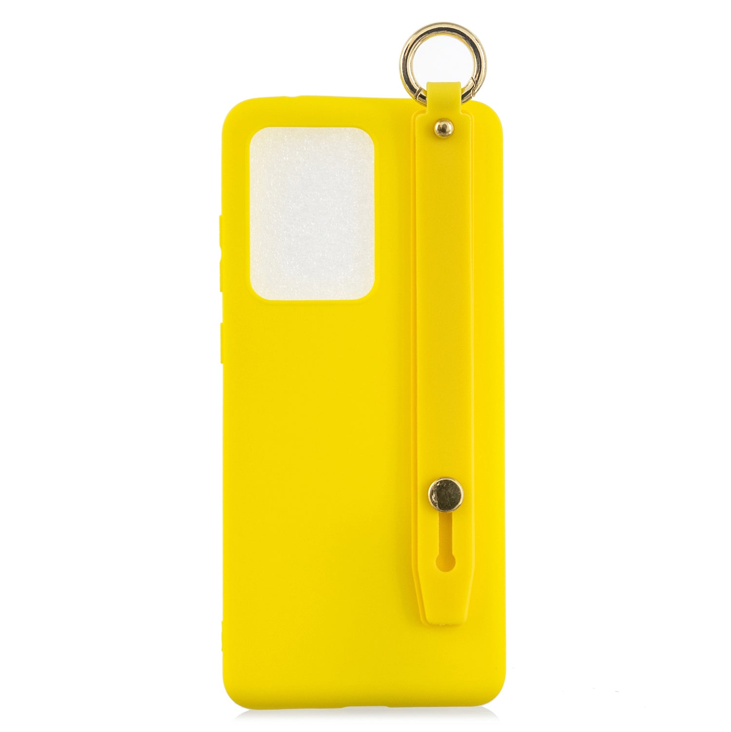 TPU Cell Phone Cover with Wrist Strap Kickstand for Samsung Galaxy S20 Ultra - Yellow