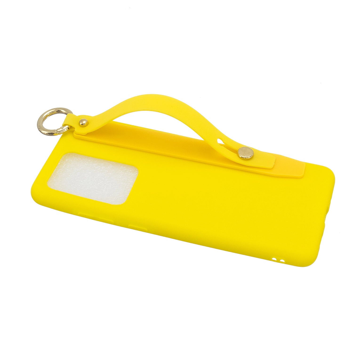 TPU Cell Phone Cover with Wrist Strap Kickstand for Samsung Galaxy S20 Ultra - Yellow