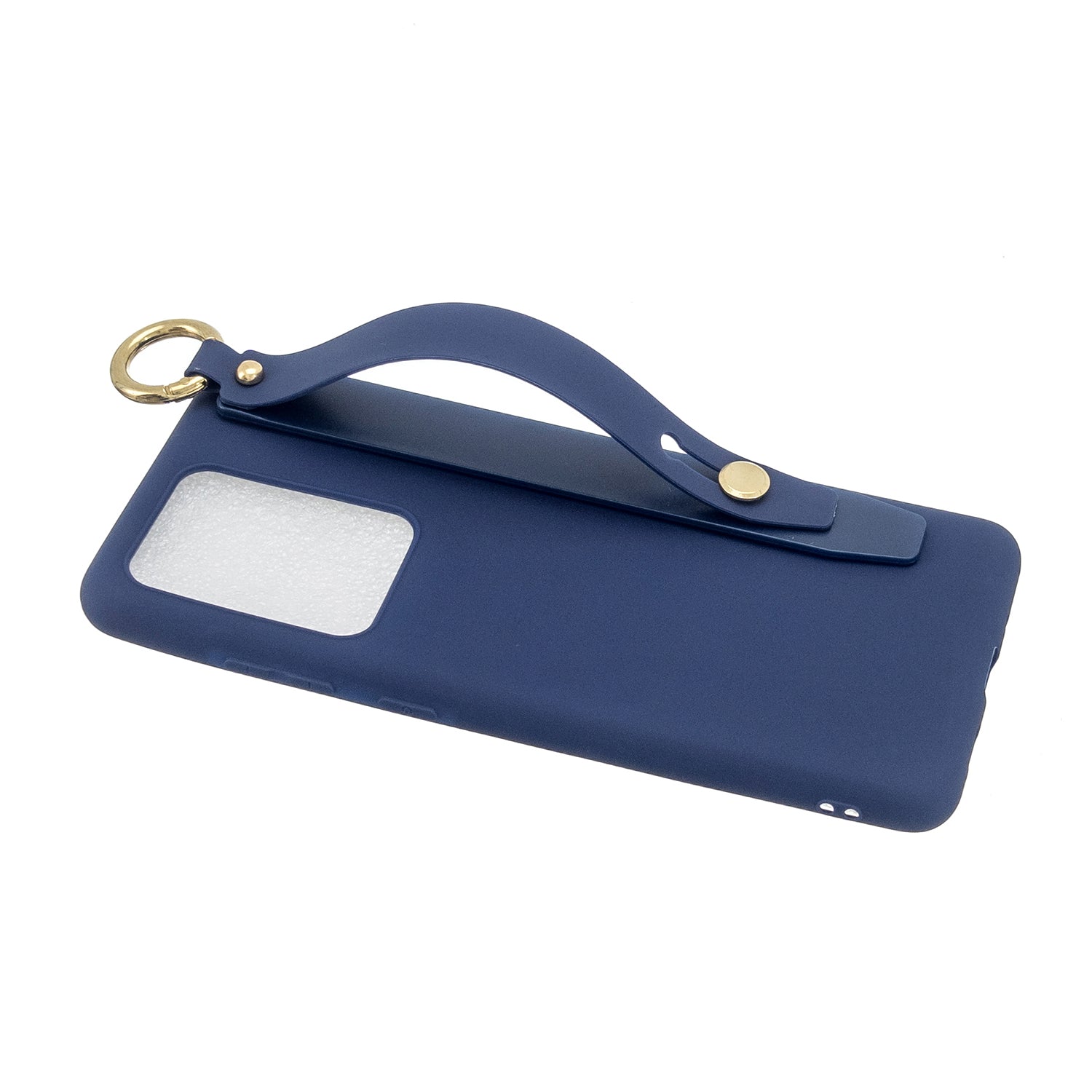 TPU Cell Phone Cover with Wrist Strap Kickstand for Samsung Galaxy S20 Ultra - Dark Blue