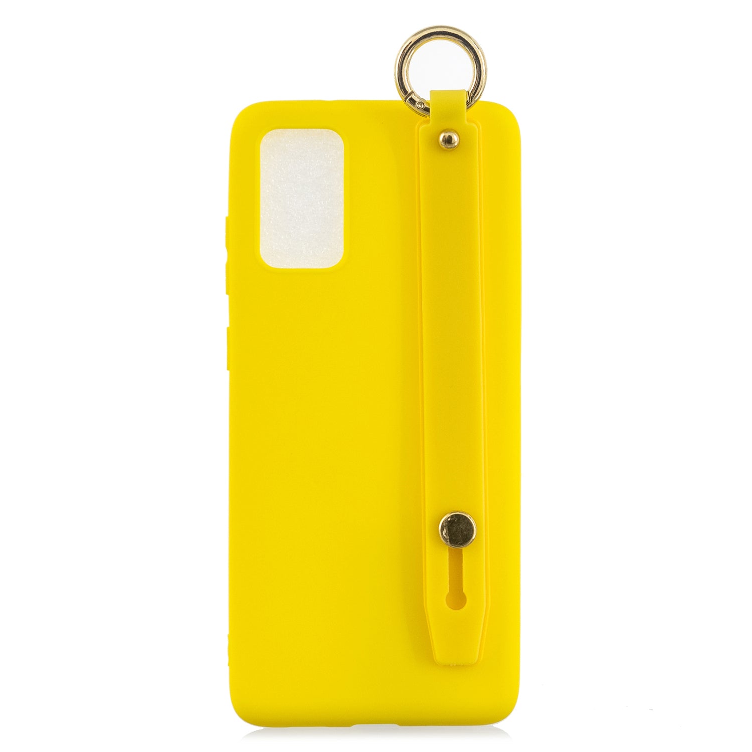 TPU Cell Phone Back Case with Wrist Strap Kickstand for Samsung Galaxy S20 Plus / S20 Plus 5G - Yellow