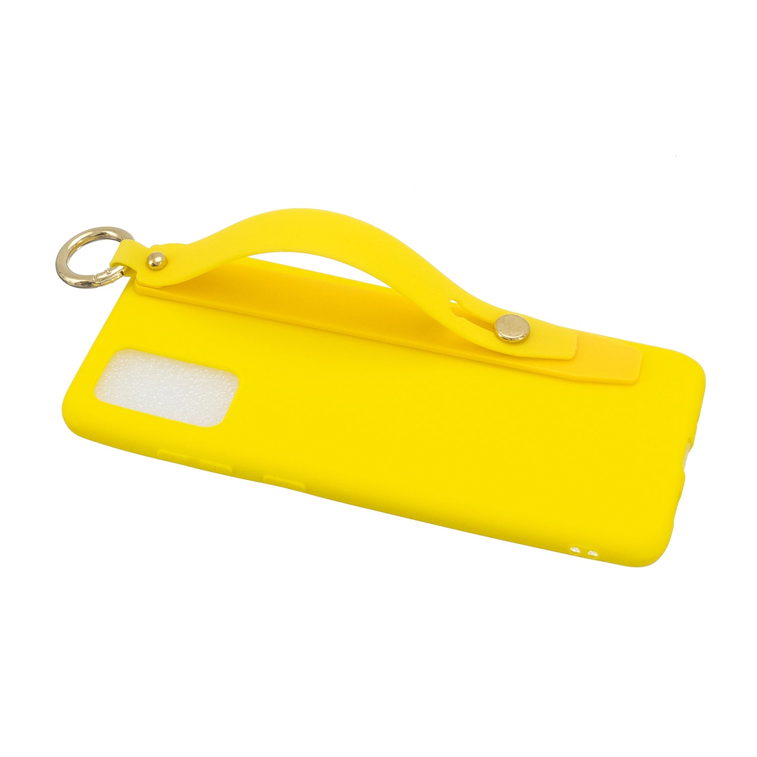 TPU Cell Phone Back Case with Wrist Strap Kickstand for Samsung Galaxy S20 Plus / S20 Plus 5G - Yellow