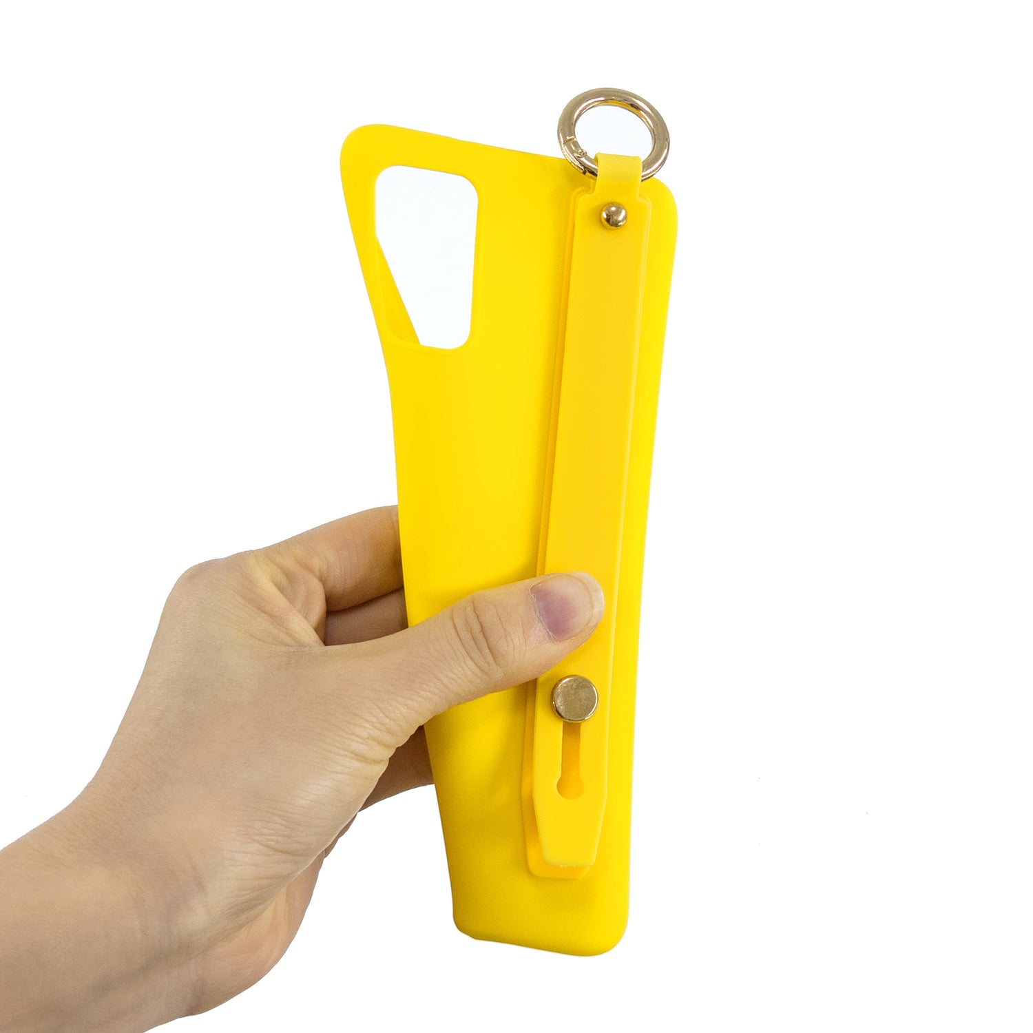 TPU Cell Phone Back Case with Wrist Strap Kickstand for Samsung Galaxy S20 Plus / S20 Plus 5G - Yellow