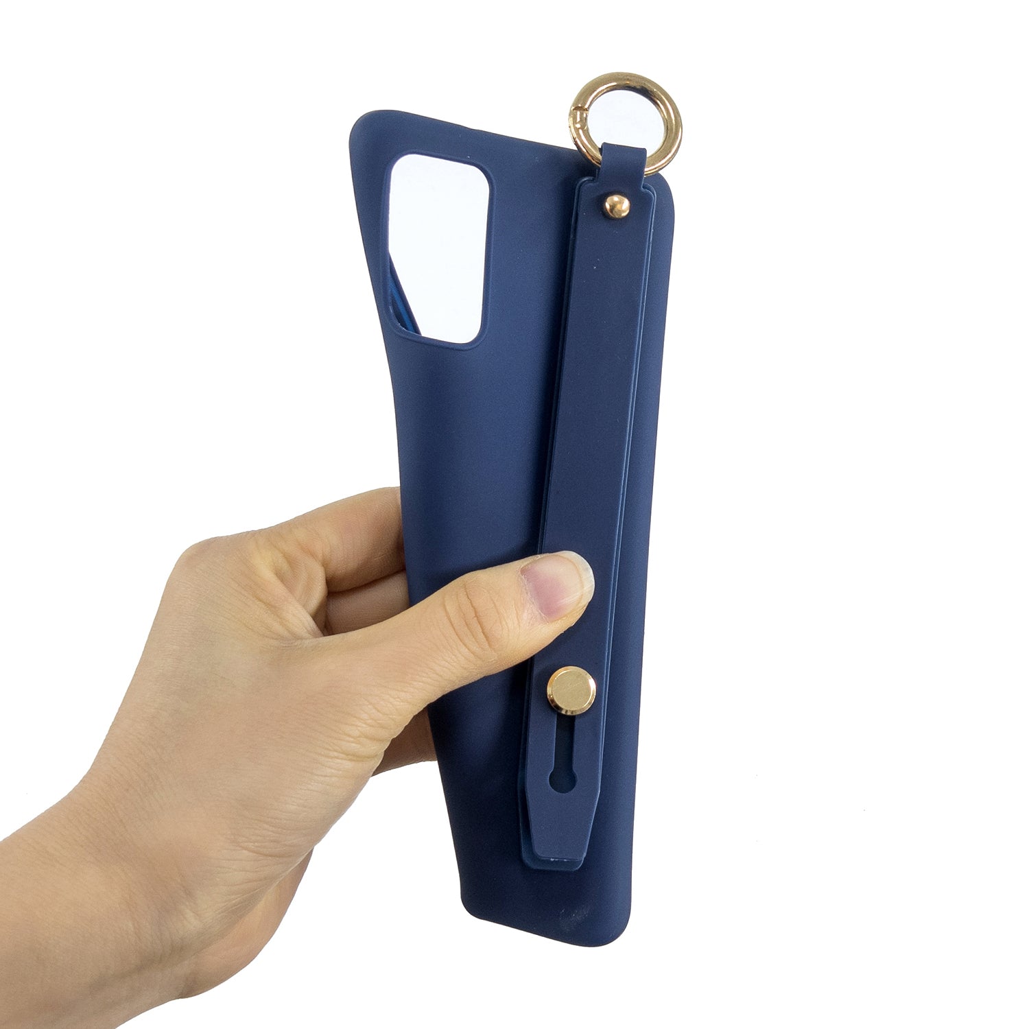 TPU Cell Phone Back Case with Wrist Strap Kickstand for Samsung Galaxy S20 Plus / S20 Plus 5G - Dark Blue