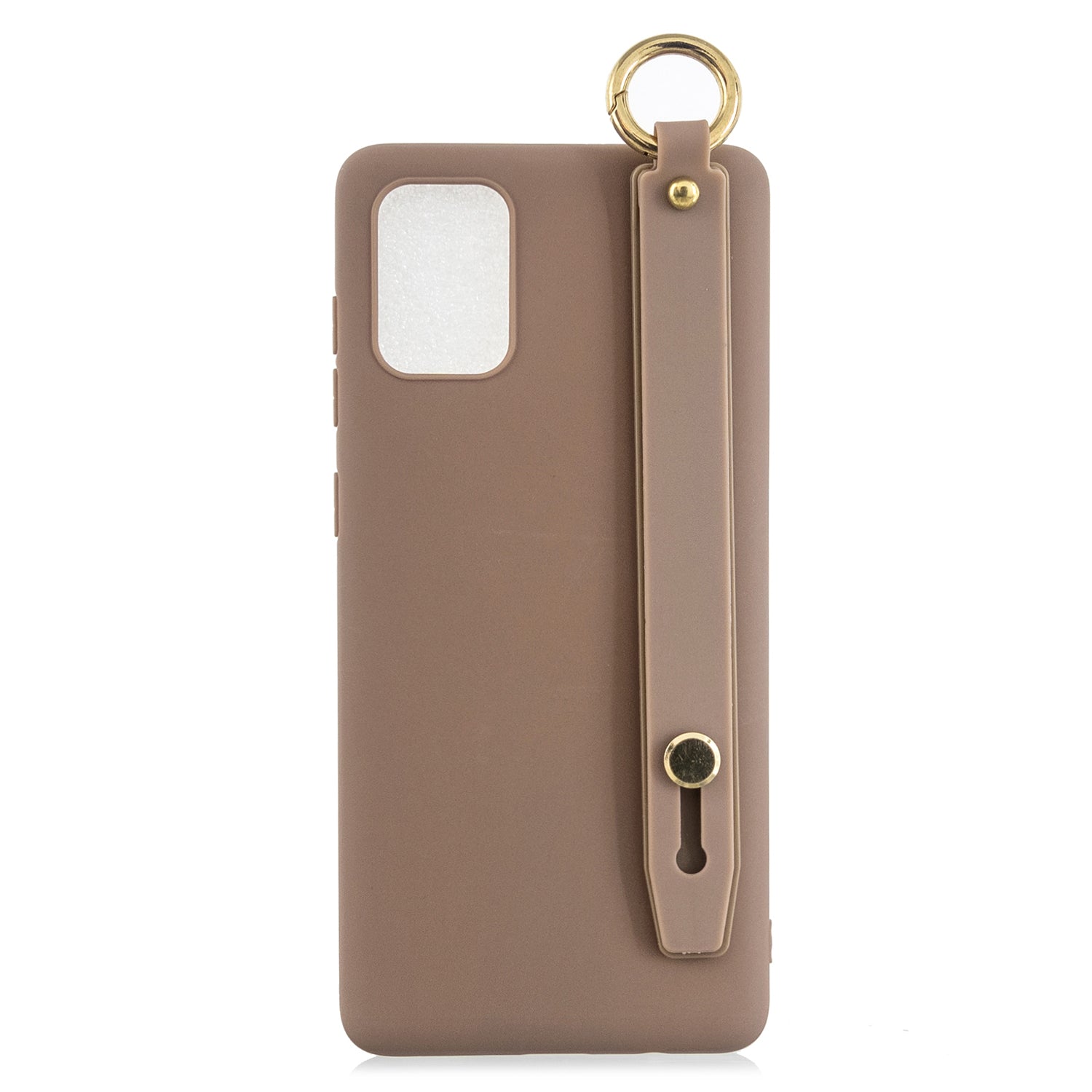 TPU Cell Phone Back Case with Wrist Strap Kickstand for Samsung Galaxy S20 Plus / S20 Plus 5G - Brown