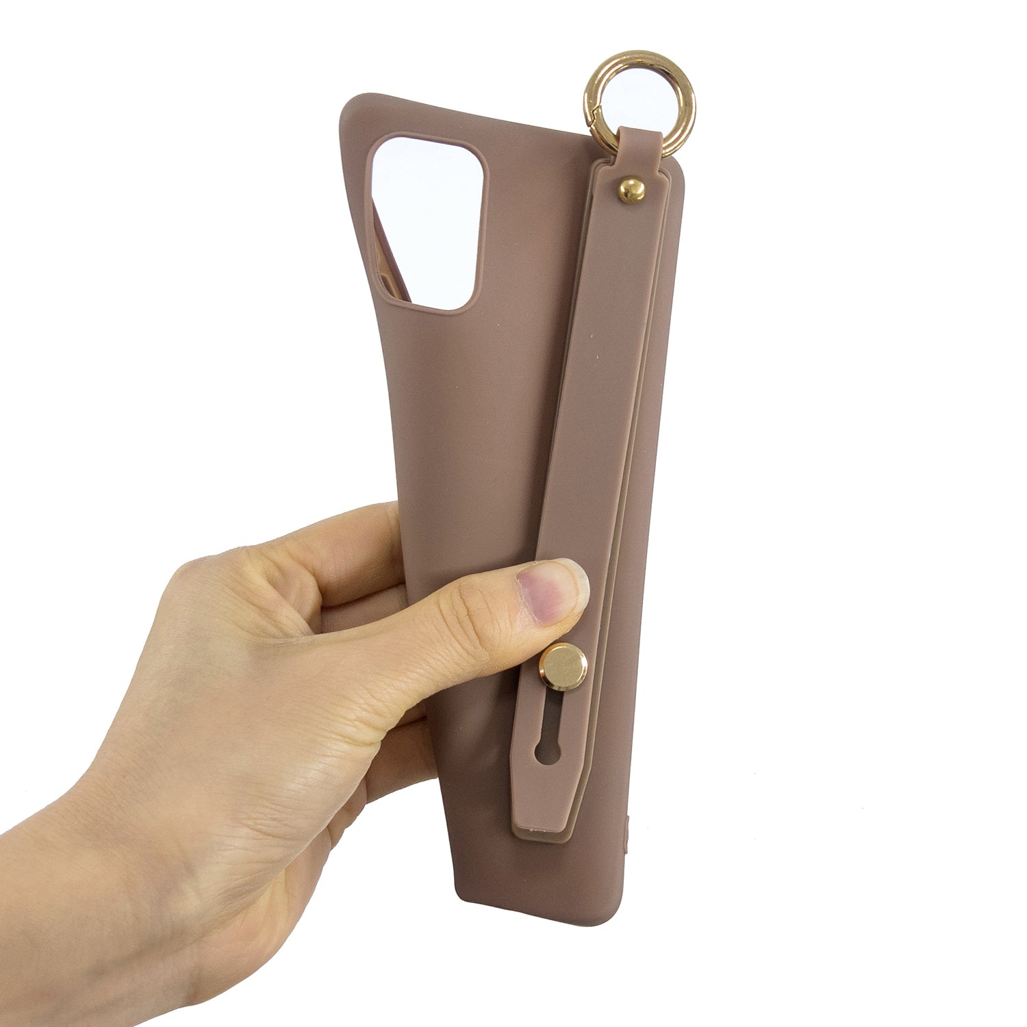 TPU Cell Phone Back Case with Wrist Strap Kickstand for Samsung Galaxy S20 Plus / S20 Plus 5G - Brown