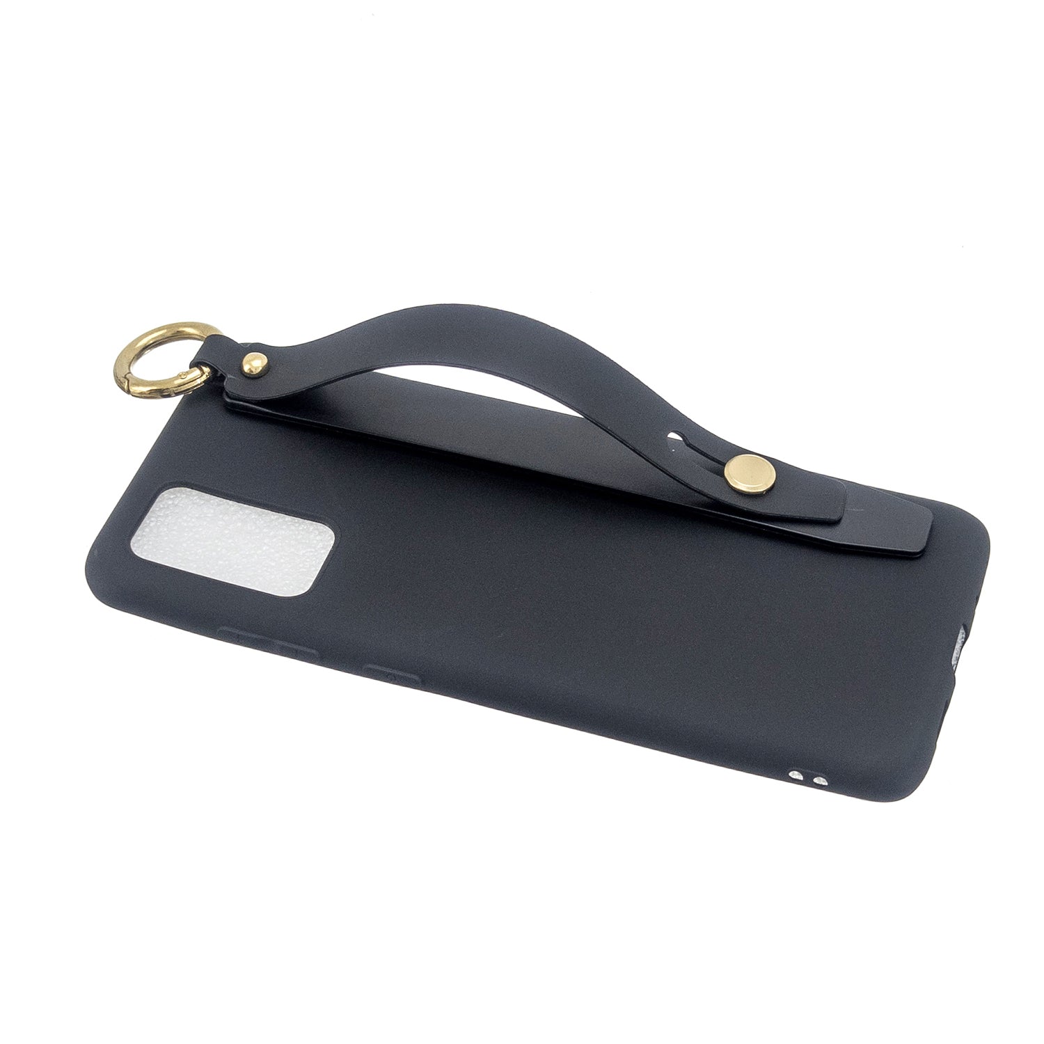 TPU Cell Phone Cover with Wrist Strap Kickstand for Samsung Galaxy S20 4G/S20 5G - Black