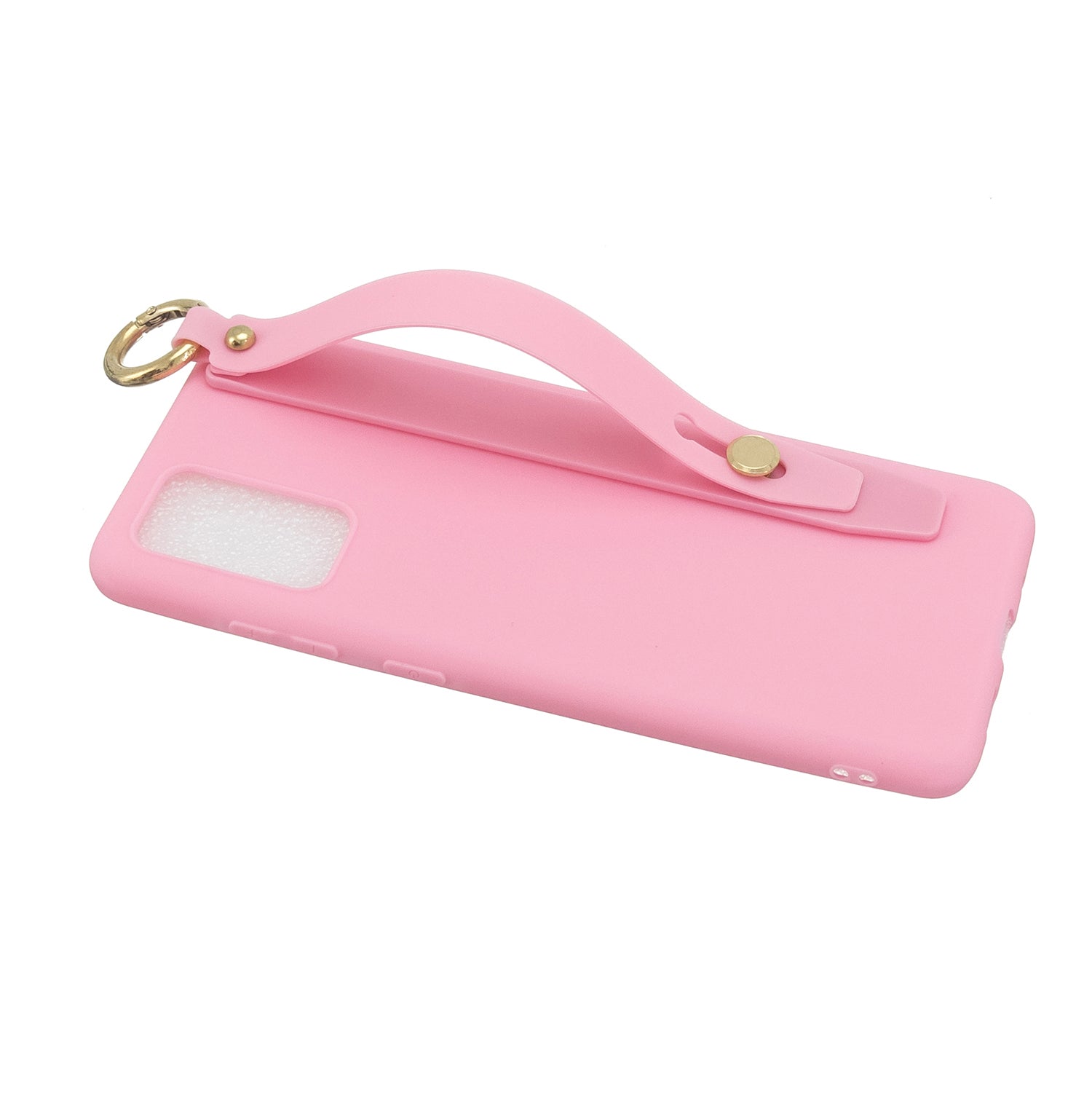 TPU Cell Phone Cover with Wrist Strap Kickstand for Samsung Galaxy S20 4G/S20 5G - Deep Pink