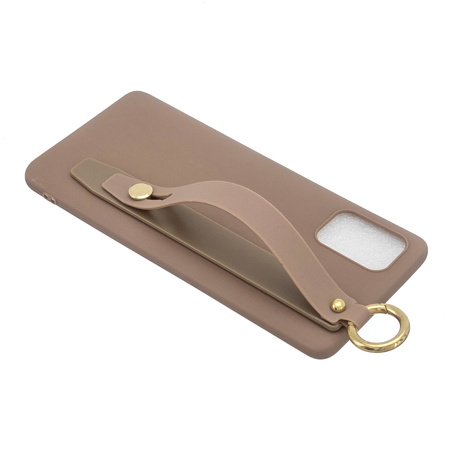 TPU Cell Phone Cover with Wrist Strap Kickstand for Samsung Galaxy S20 4G/S20 5G - Brown