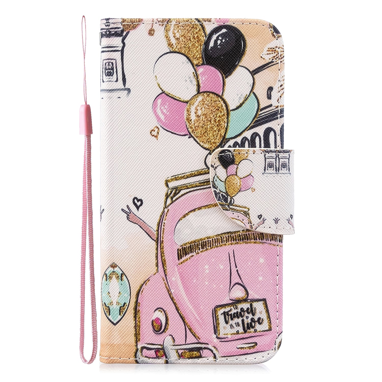 Cross Texture Pattern Printing Flip Leather Wallet Stand Case for Samsung Galaxy S20 4G/S20 5G - Car and Ballon