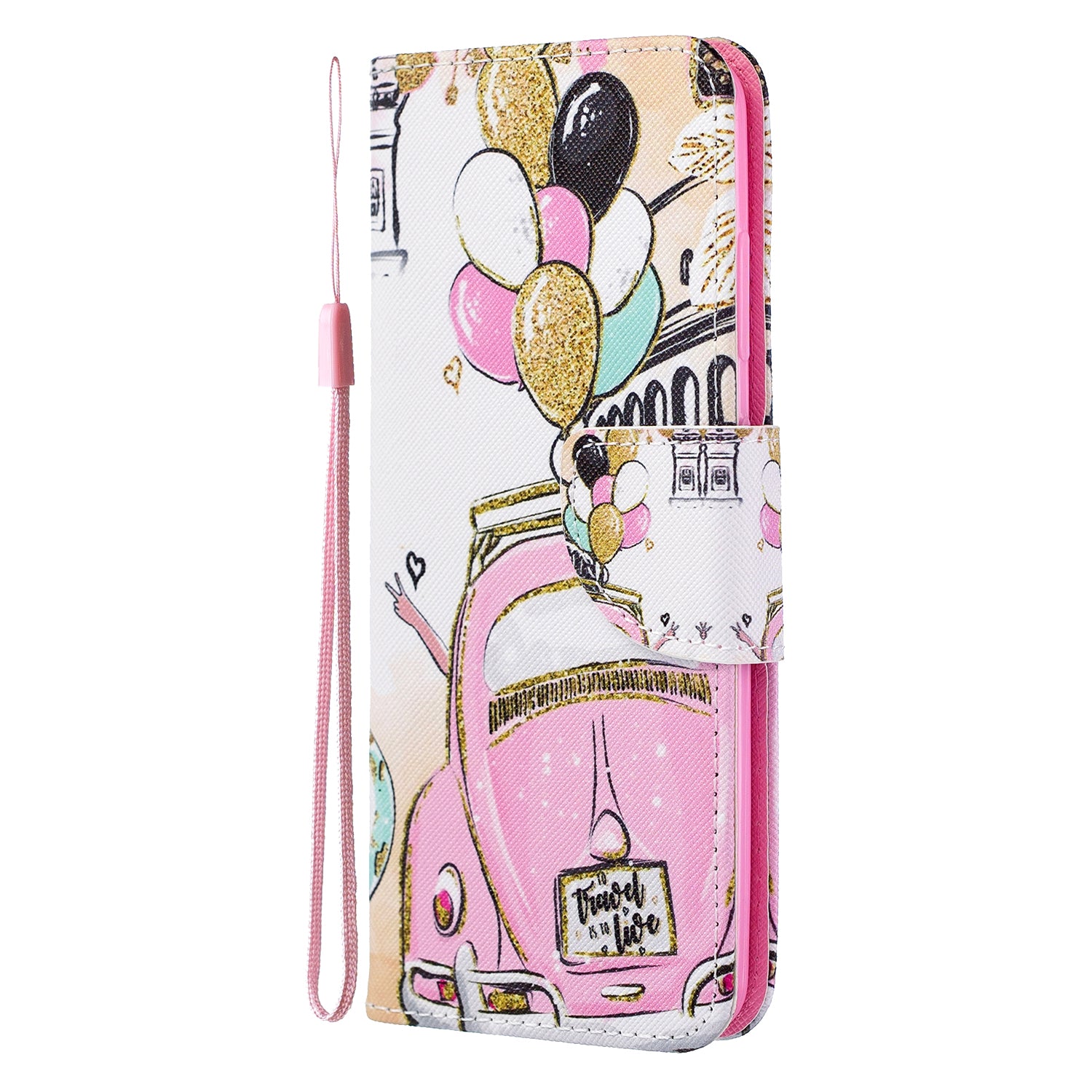 Cross Texture Pattern Printing Flip Leather Wallet Stand Case for Samsung Galaxy S20 4G/S20 5G - Car and Ballon