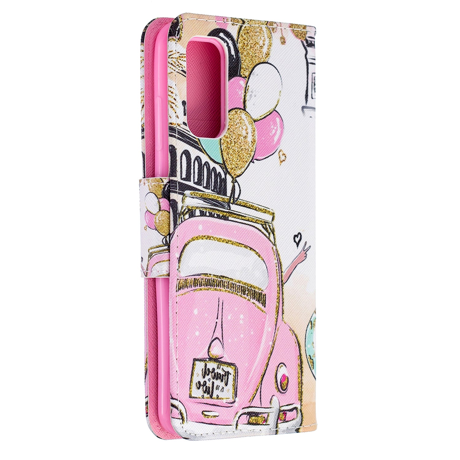 Cross Texture Pattern Printing Flip Leather Wallet Stand Case for Samsung Galaxy S20 4G/S20 5G - Car and Ballon