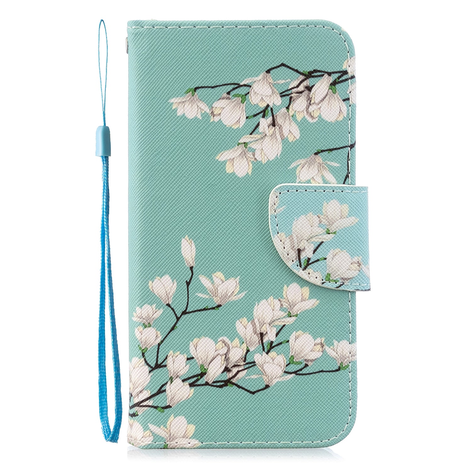 Cross Texture Pattern Printing Flip Leather Wallet Stand Case for Samsung Galaxy S20 4G/S20 5G - Flower Branches