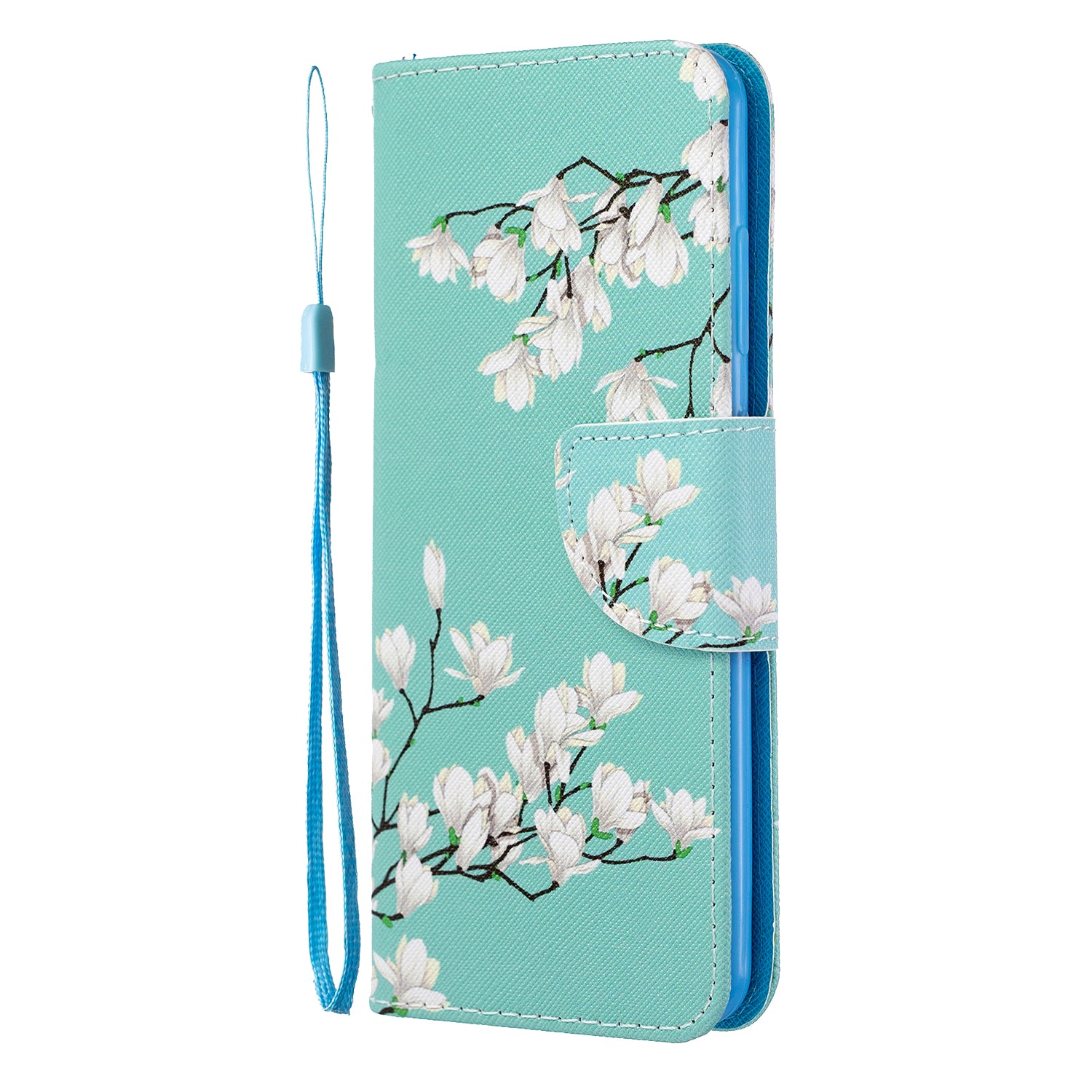 Cross Texture Pattern Printing Flip Leather Wallet Stand Case for Samsung Galaxy S20 4G/S20 5G - Flower Branches