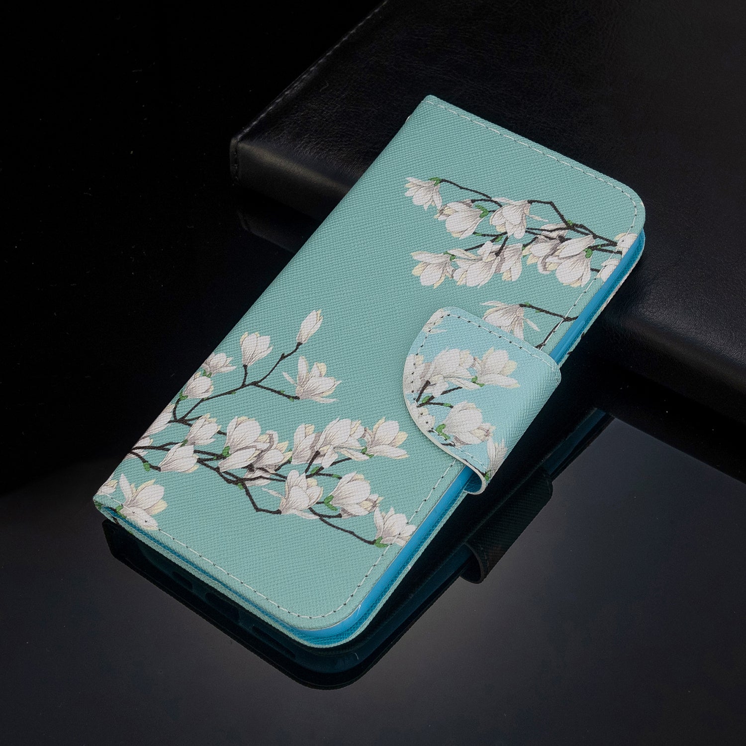 Cross Texture Pattern Printing Flip Leather Wallet Stand Case for Samsung Galaxy S20 4G/S20 5G - Flower Branches