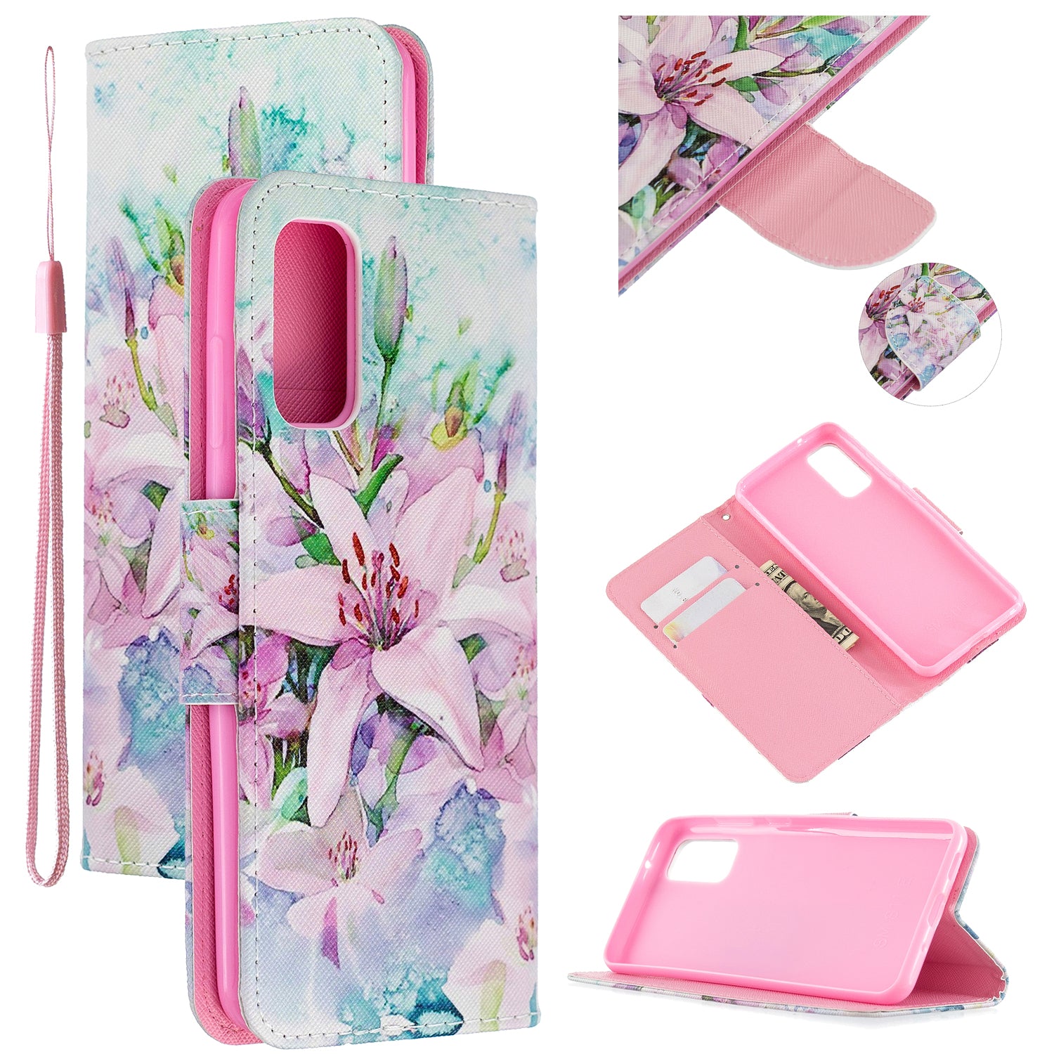 Cross Texture Pattern Printing Flip Leather Wallet Stand Case for Samsung Galaxy S20 4G/S20 5G - Lily