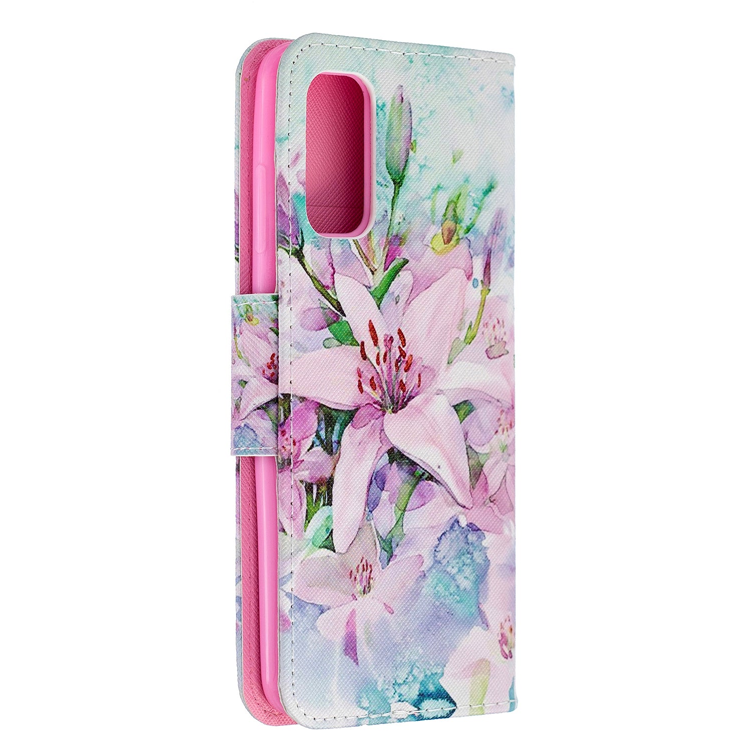 Cross Texture Pattern Printing Flip Leather Wallet Stand Case for Samsung Galaxy S20 4G/S20 5G - Lily