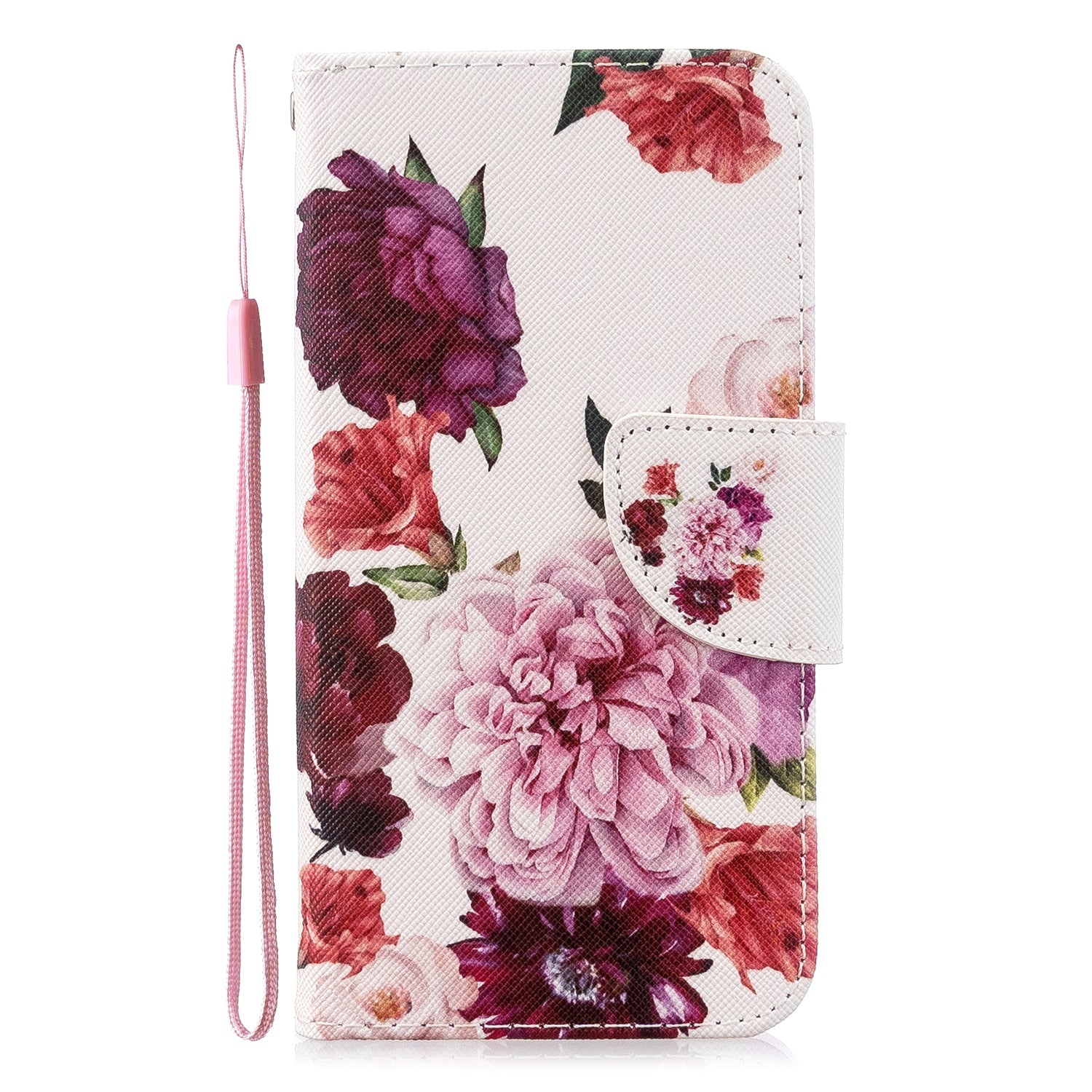 Cross Texture Pattern Printing Flip Leather Wallet Stand Case for Samsung Galaxy S20 4G/S20 5G - Peony