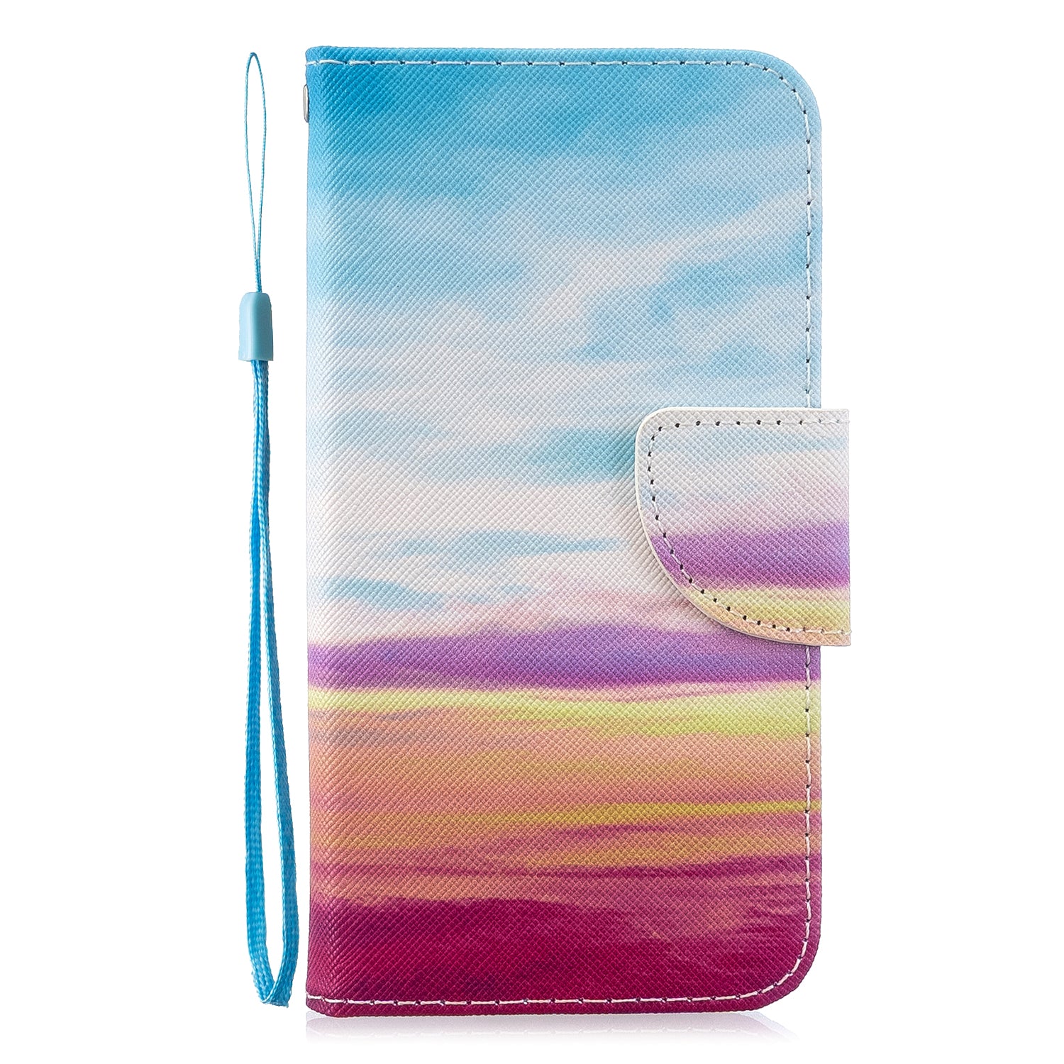 Cross Texture Pattern Printing Flip Leather Wallet Stand Case for Samsung Galaxy S20 4G/S20 5G - Colorful Sky