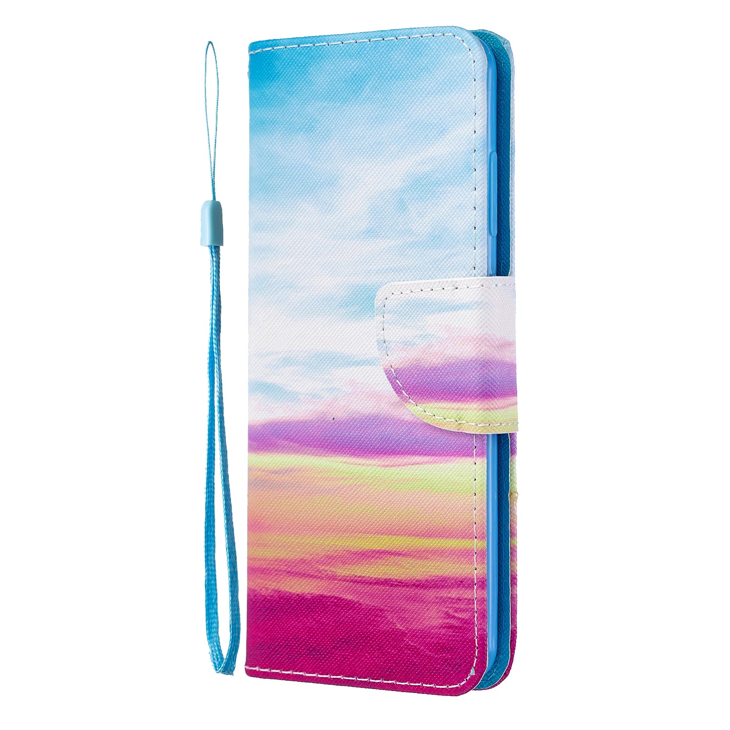 Cross Texture Pattern Printing Flip Leather Wallet Stand Case for Samsung Galaxy S20 4G/S20 5G - Colorful Sky