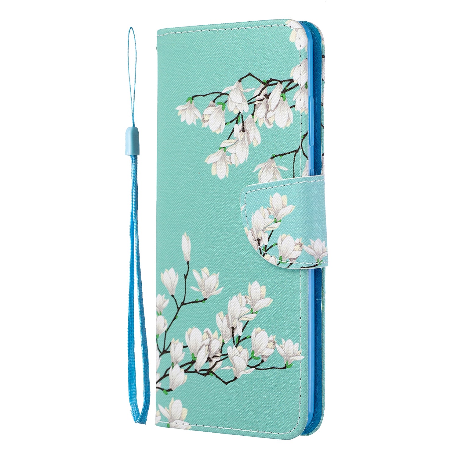 Cross Texture Pattern Printing Flip Leather Wallet Stand Cover for Samsung Galaxy S20 Plus - Flower Branches