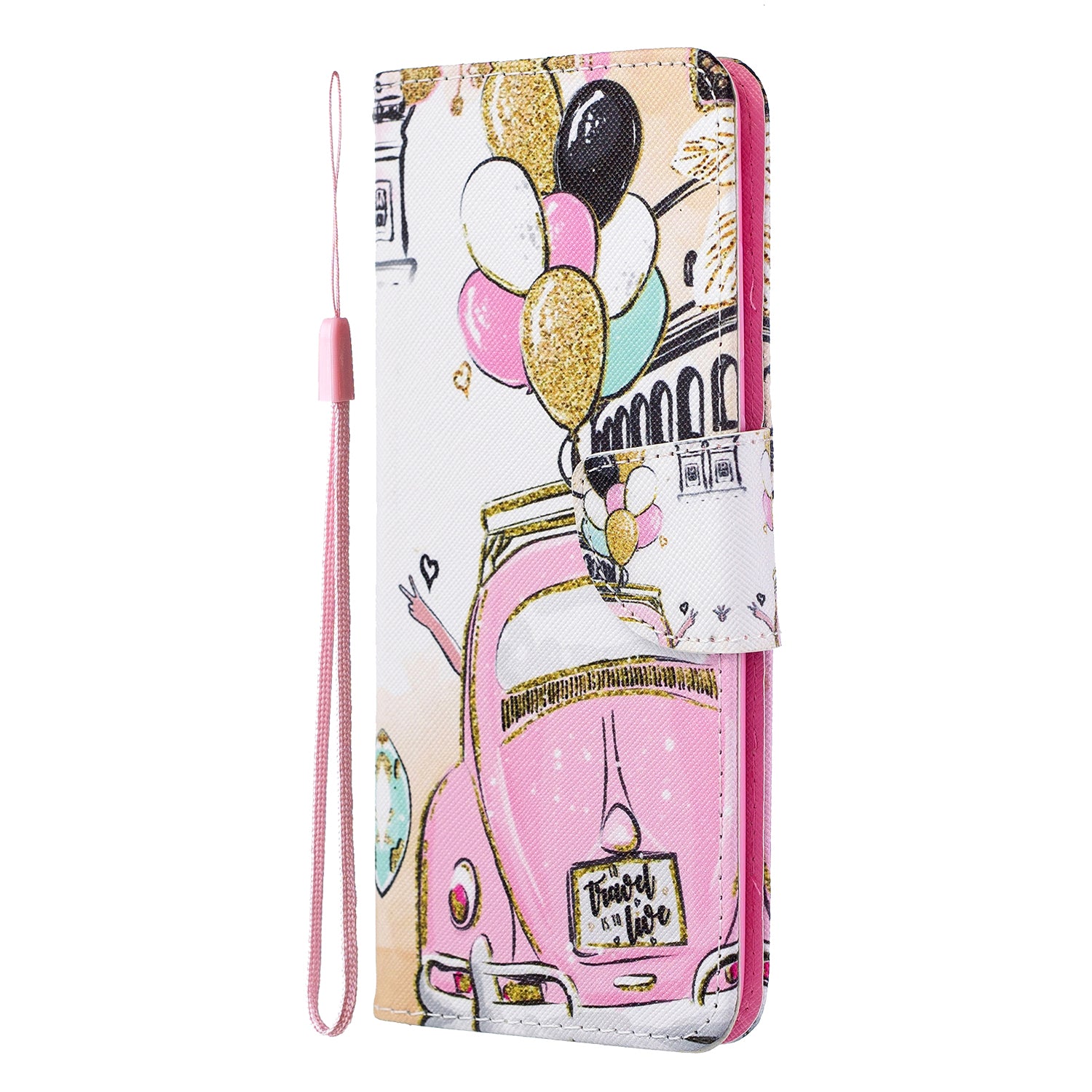 Cross Texture Pattern Printing Flip Leather Wallet Stand Cover for Samsung Galaxy S20 Plus - Car and Ballon