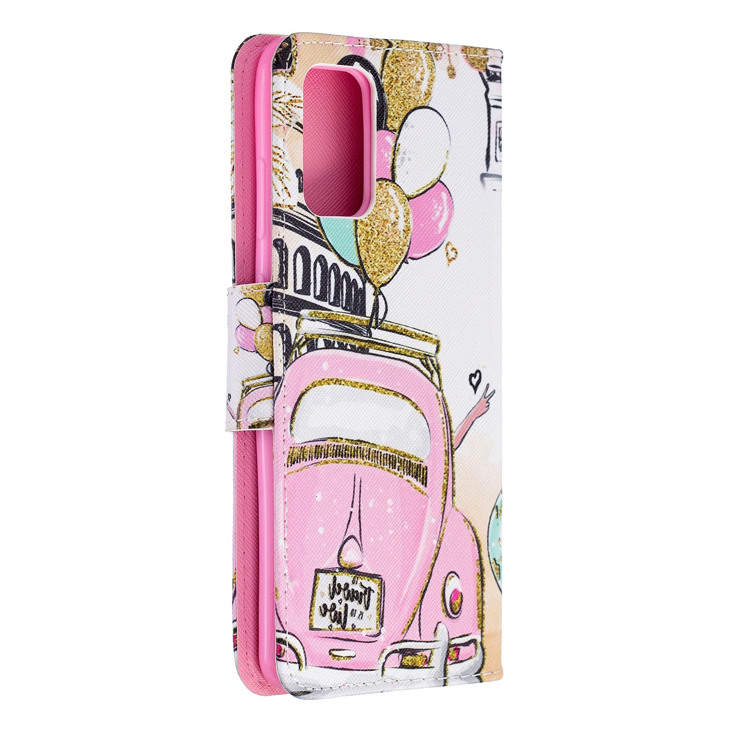 Cross Texture Pattern Printing Flip Leather Wallet Stand Cover for Samsung Galaxy S20 Plus - Car and Ballon