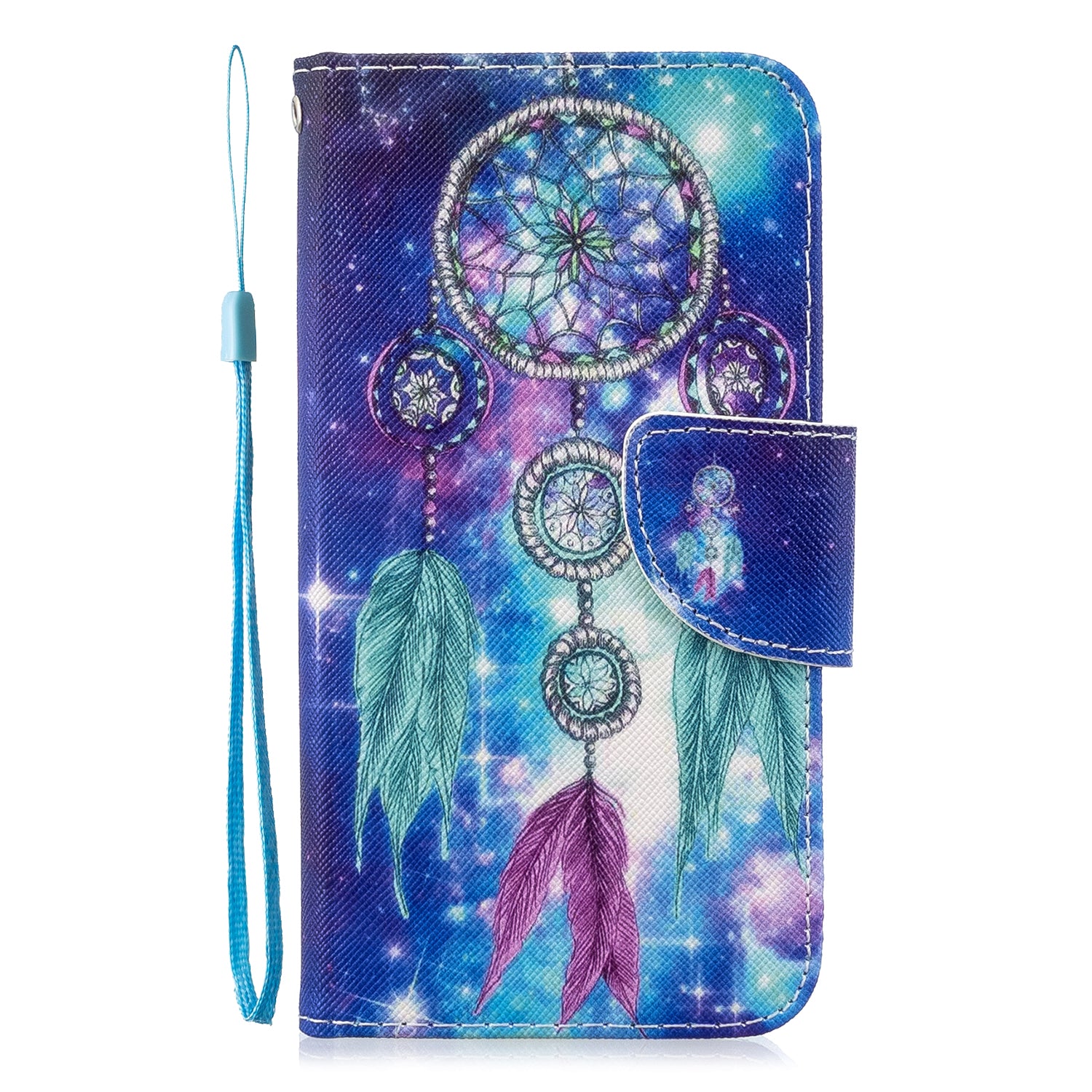 Cross Texture Pattern Printing Flip Leather Wallet Stand Cover for Samsung Galaxy S20 Plus - Dream Catcher