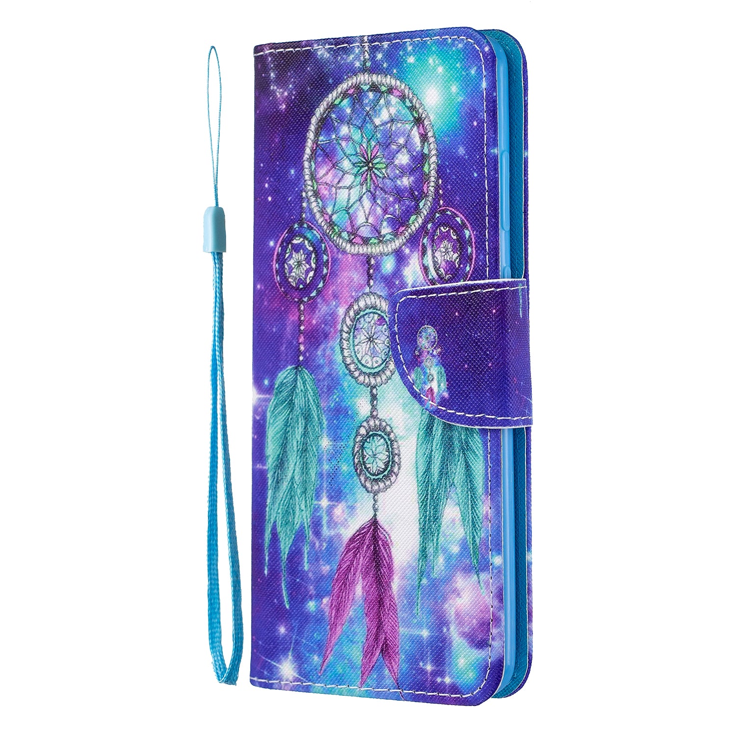 Cross Texture Pattern Printing Flip Leather Wallet Stand Cover for Samsung Galaxy S20 Plus - Dream Catcher