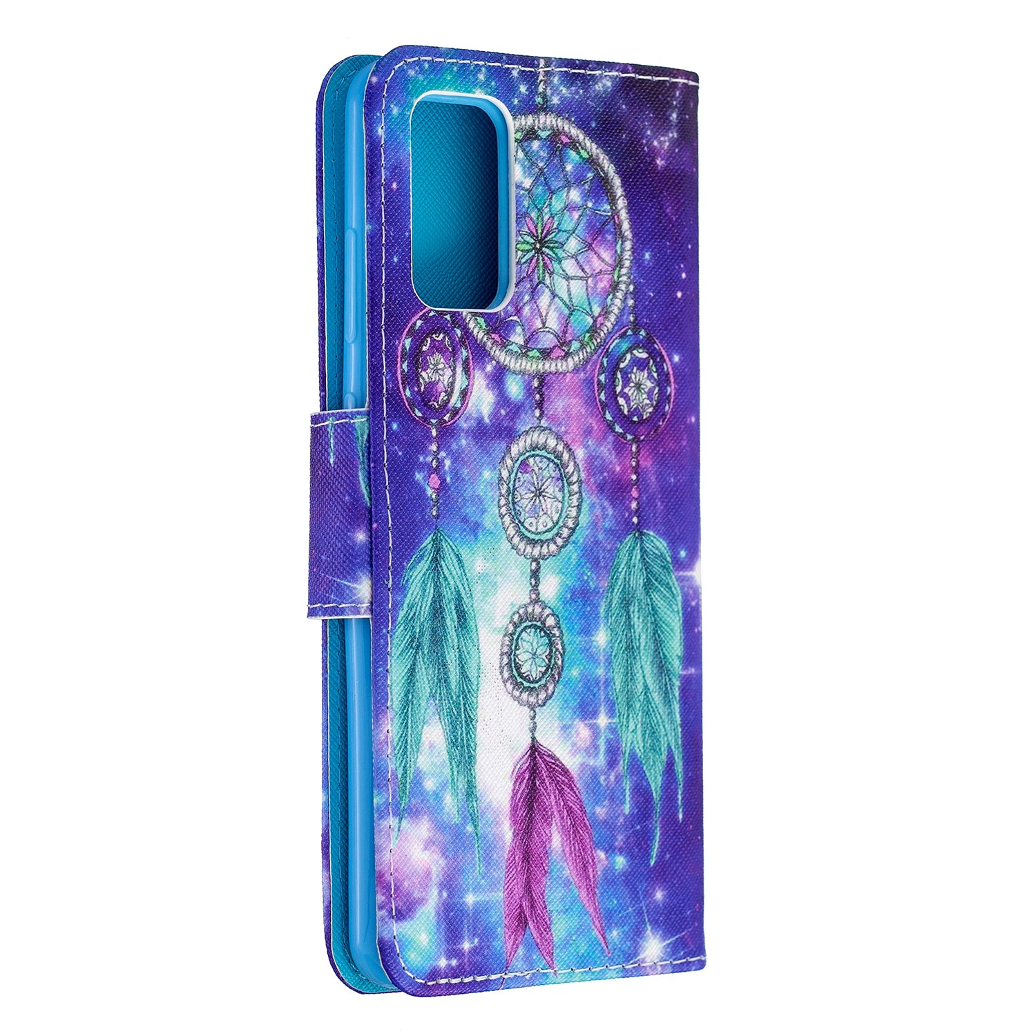 Cross Texture Pattern Printing Flip Leather Wallet Stand Cover for Samsung Galaxy S20 Plus - Dream Catcher