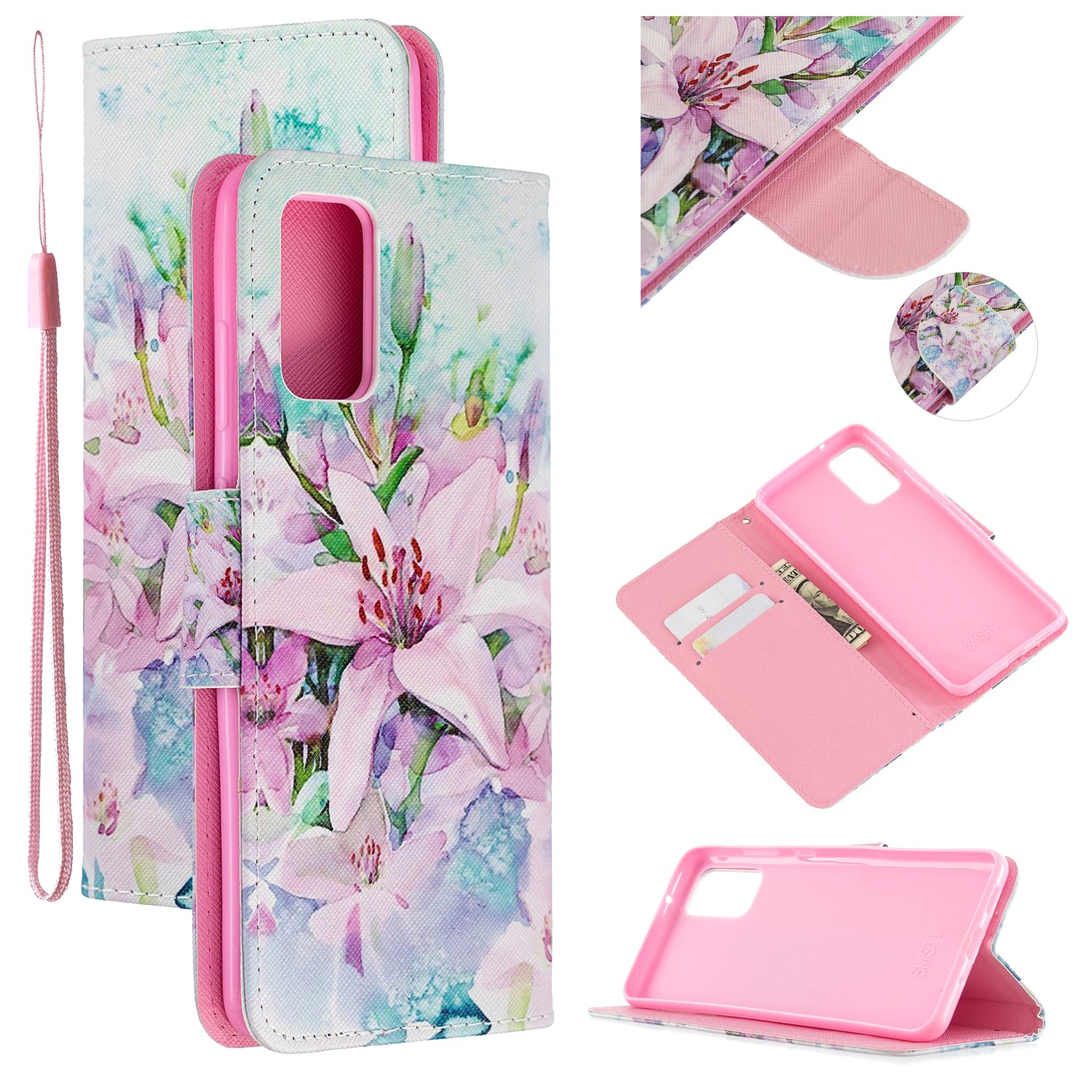 Cross Texture Pattern Printing Flip Leather Wallet Stand Cover for Samsung Galaxy S20 Plus - Lily