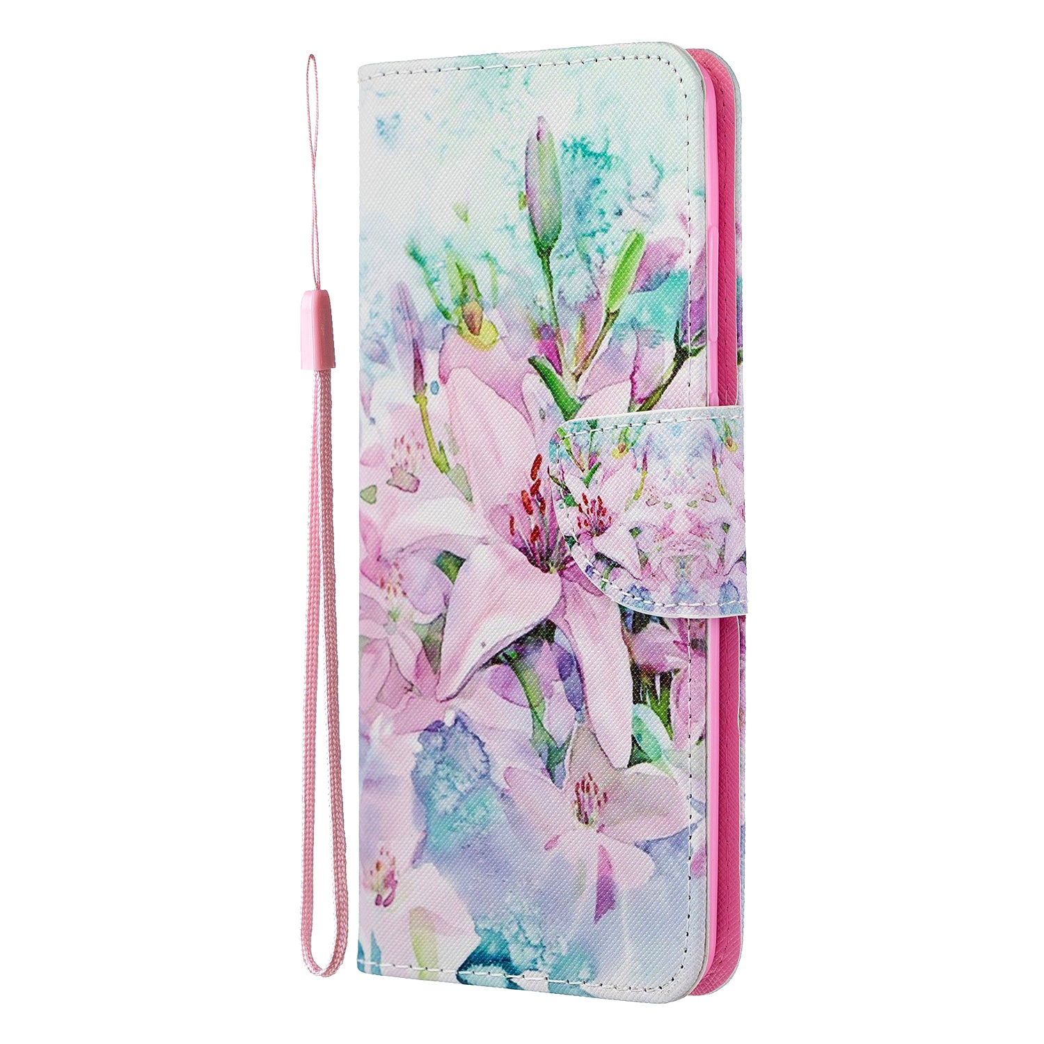 Cross Texture Pattern Printing Flip Leather Wallet Stand Cover for Samsung Galaxy S20 Plus - Lily