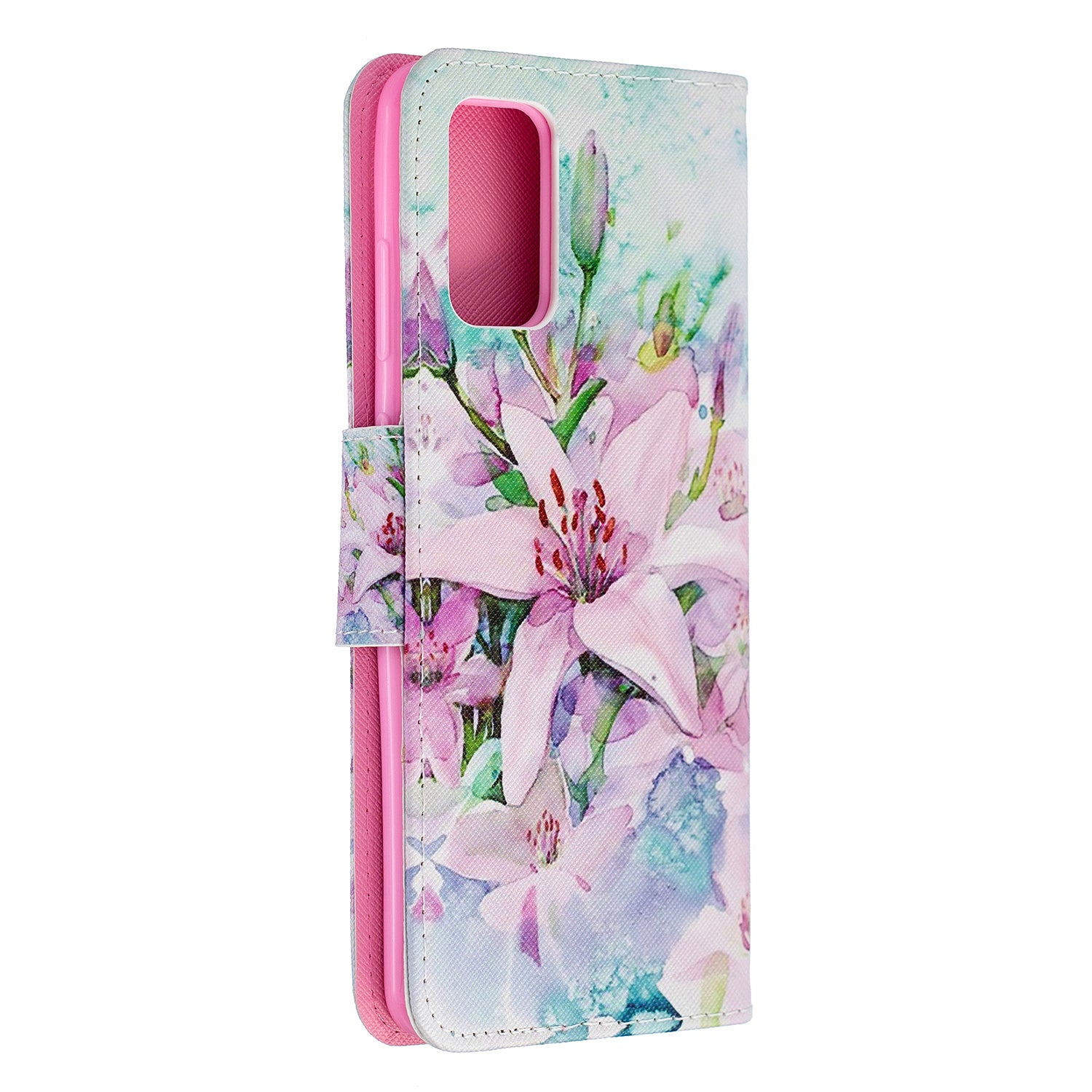 Cross Texture Pattern Printing Flip Leather Wallet Stand Cover for Samsung Galaxy S20 Plus - Lily