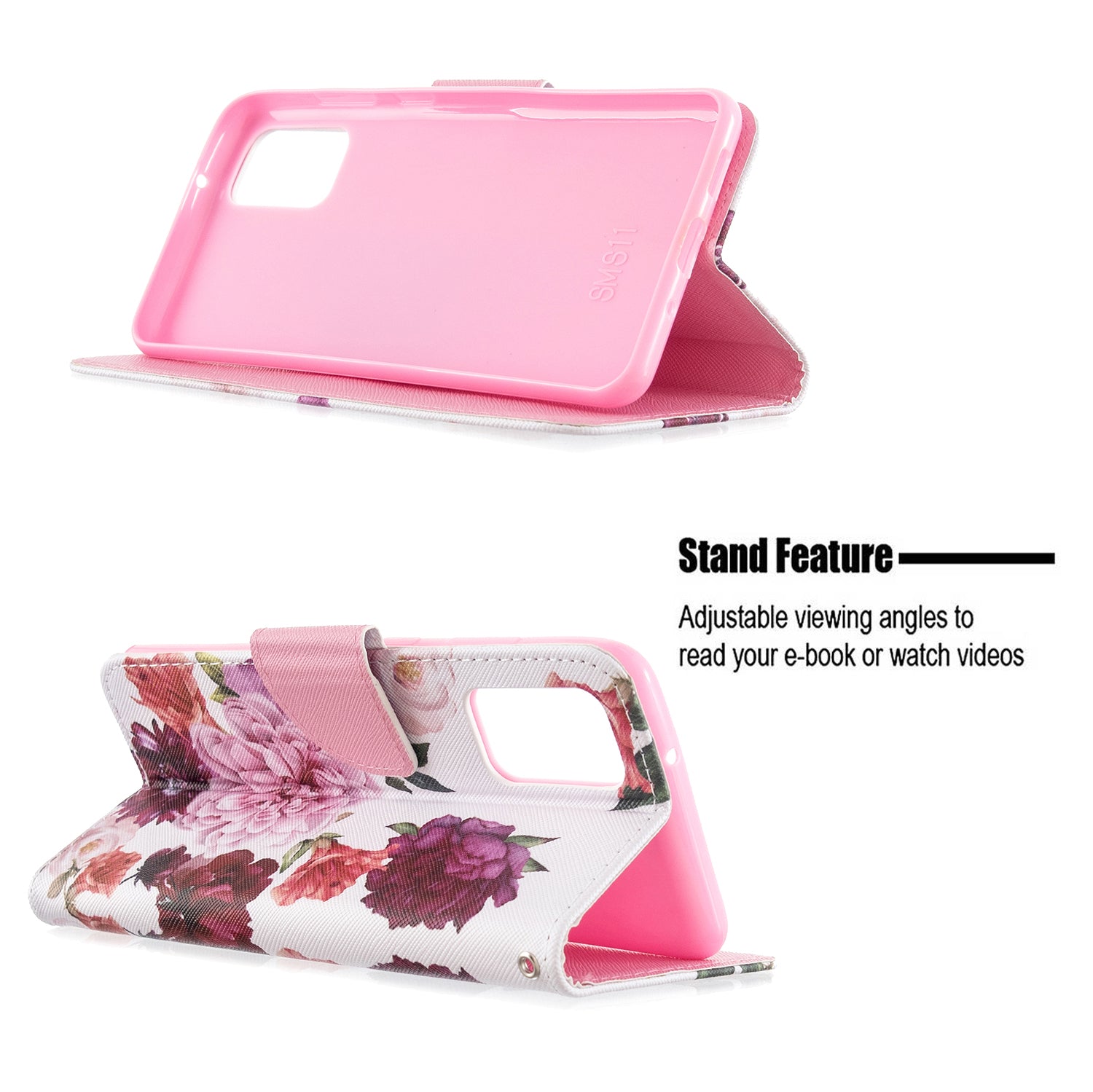 Cross Texture Pattern Printing Flip Leather Wallet Stand Cover for Samsung Galaxy S20 Plus - Peony