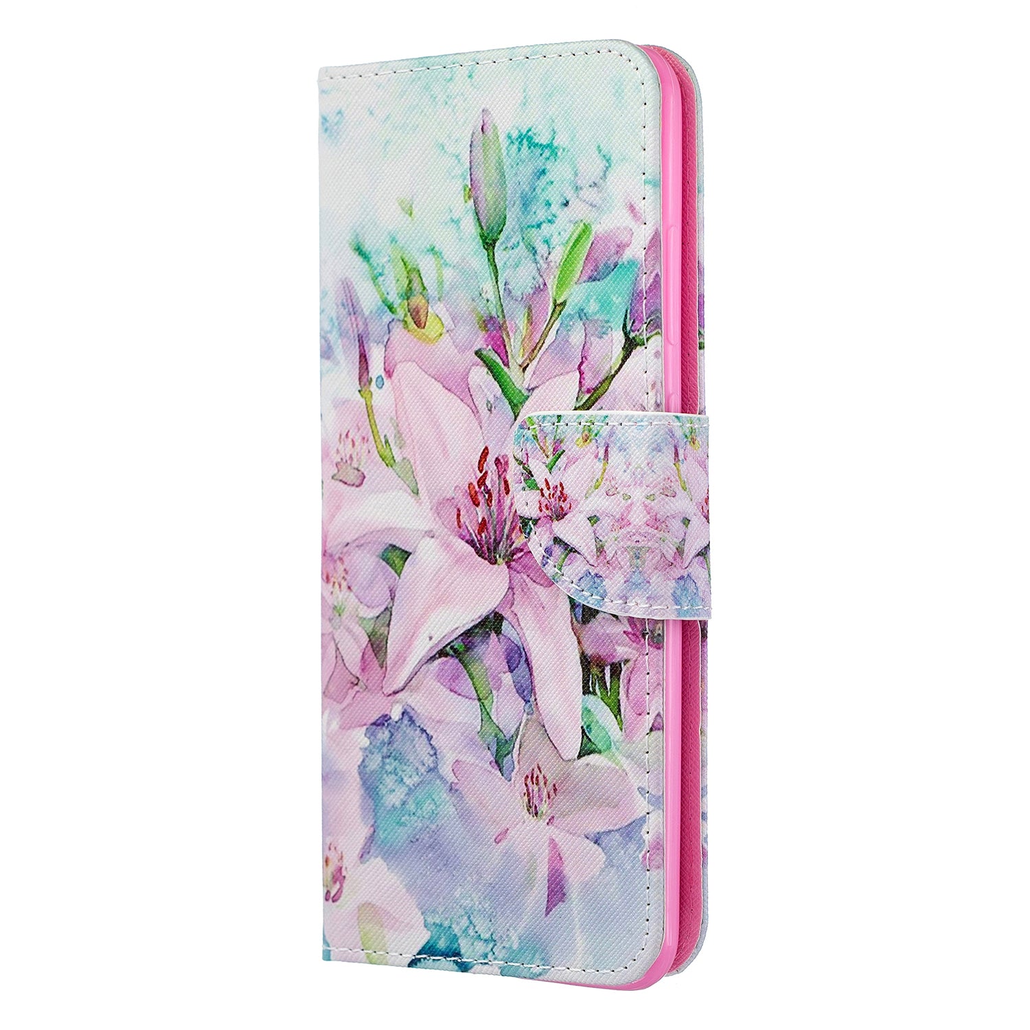 Cross Texture Patterned PU Leather Wallet Cover for Samsung Galaxy S20 Ultra - Vivid Flower