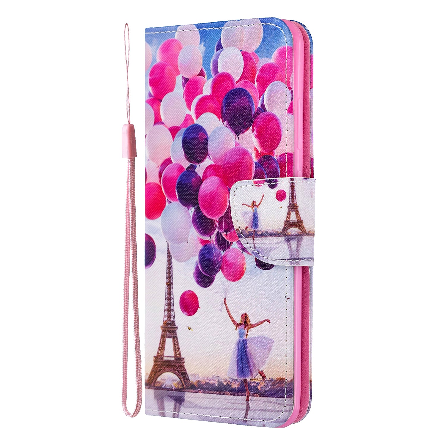 Cross Texture Patterned PU Leather Wallet Cover for Samsung Galaxy S20 Ultra - Balloons