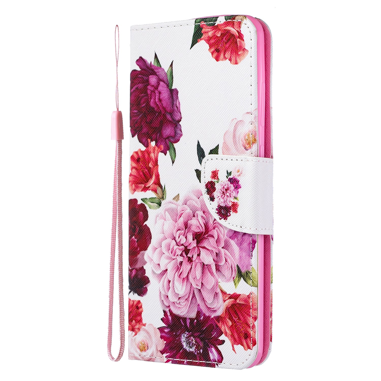 Cross Texture Patterned PU Leather Wallet Cover for Samsung Galaxy S20 Ultra - Blooming Flwoer