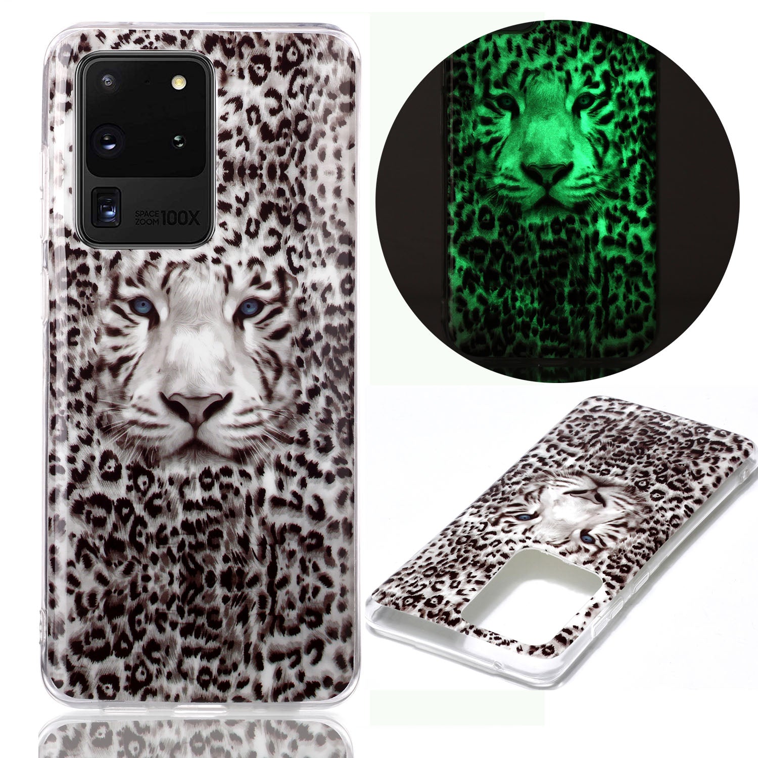 Noctilucent IMD TPU Phone Back Case for Samsung Galaxy S20 Ultra - Leopard