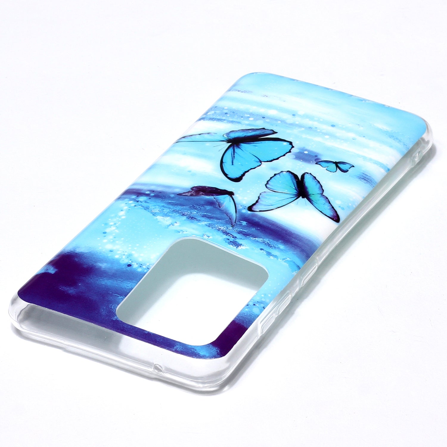 Noctilucent IMD TPU Phone Back Case for Samsung Galaxy S20 Ultra - Blue Butterflies