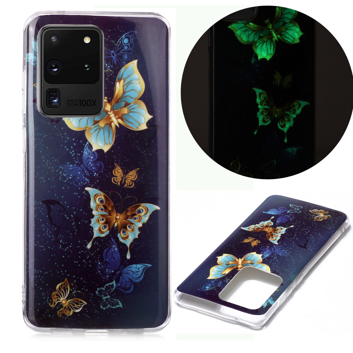 Noctilucent IMD TPU Phone Back Case for Samsung Galaxy S20 Ultra - Butterflies